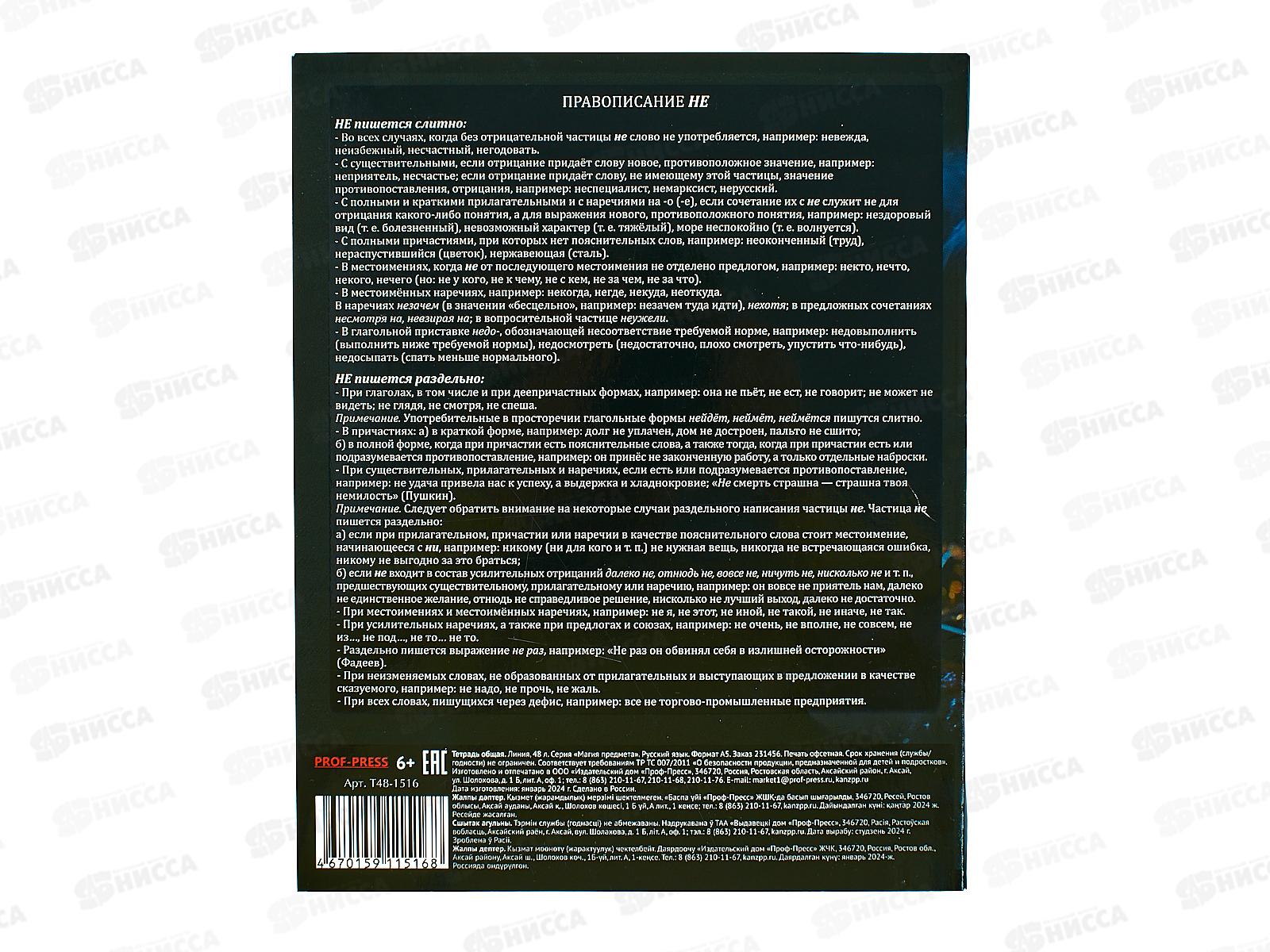 Тетрадь 48л лин. ПП &quotМАГИЯ ПРЕДМЕТА&quot Русский язык, Т48-1516 *10/80