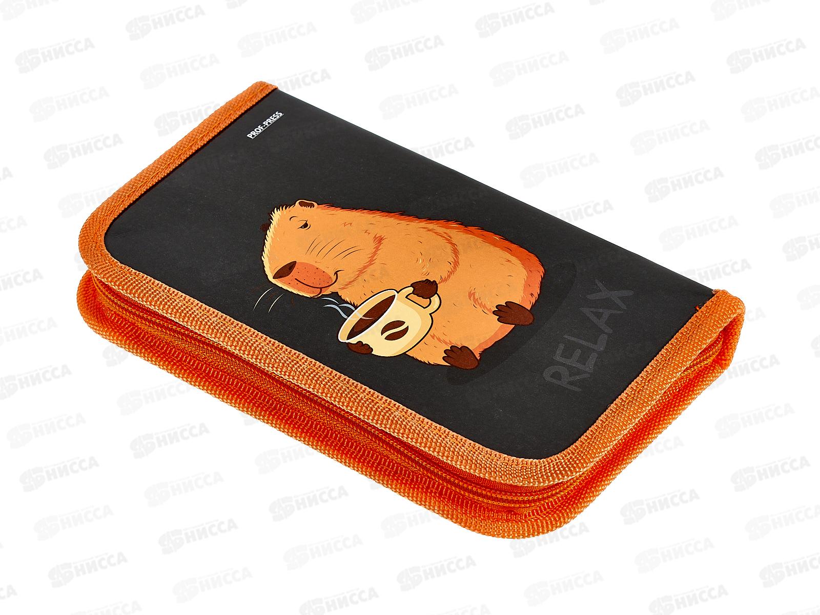 Пенал 1-секц ПП большой Капибара с кофе, 190х115, ПН-2066 *40