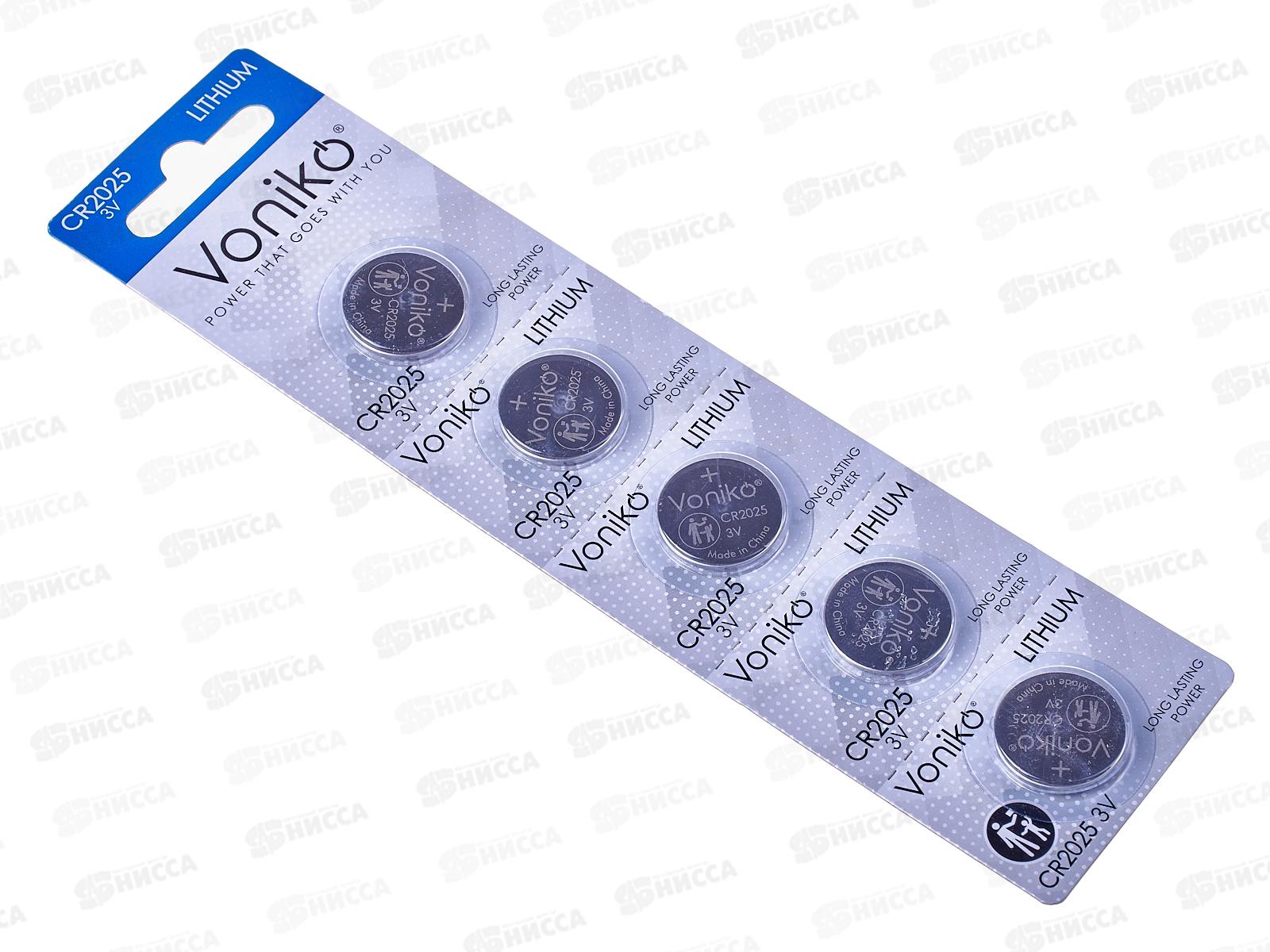 БатарейкаБатарейка VONIKO литиевая CR2025, 3В *5/100/1000