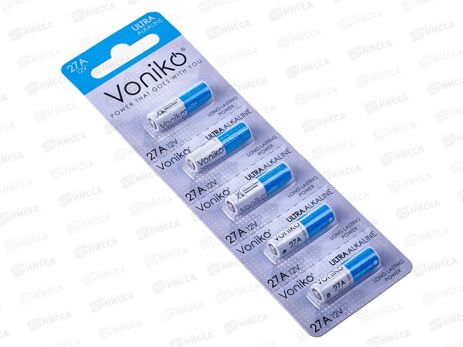 Батарейка VONIKO алкалиновая LR27, 12В *5/100/1000