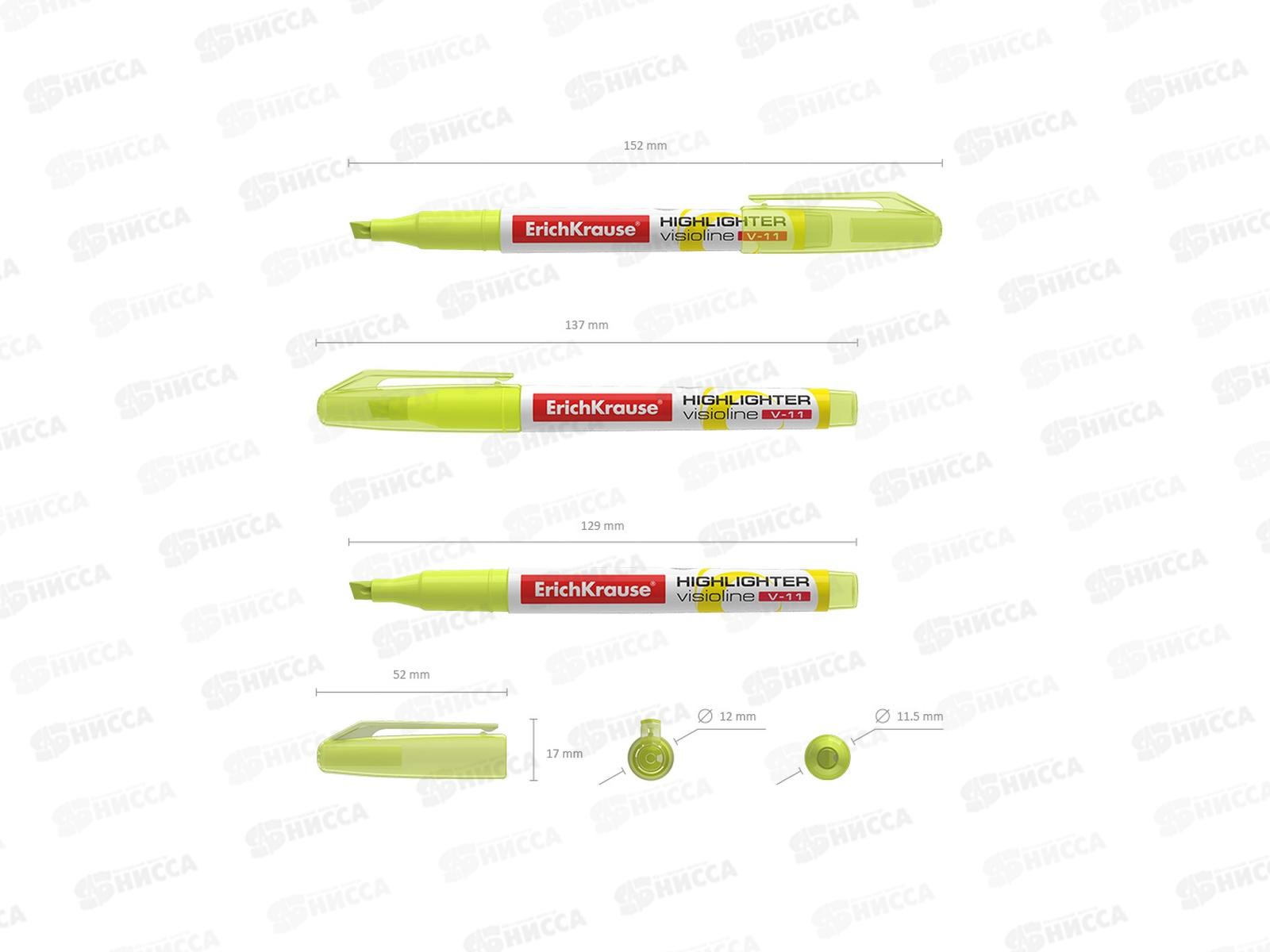 Маркер Erich Krause V-11 текстовый, желтый,56905 *12/144