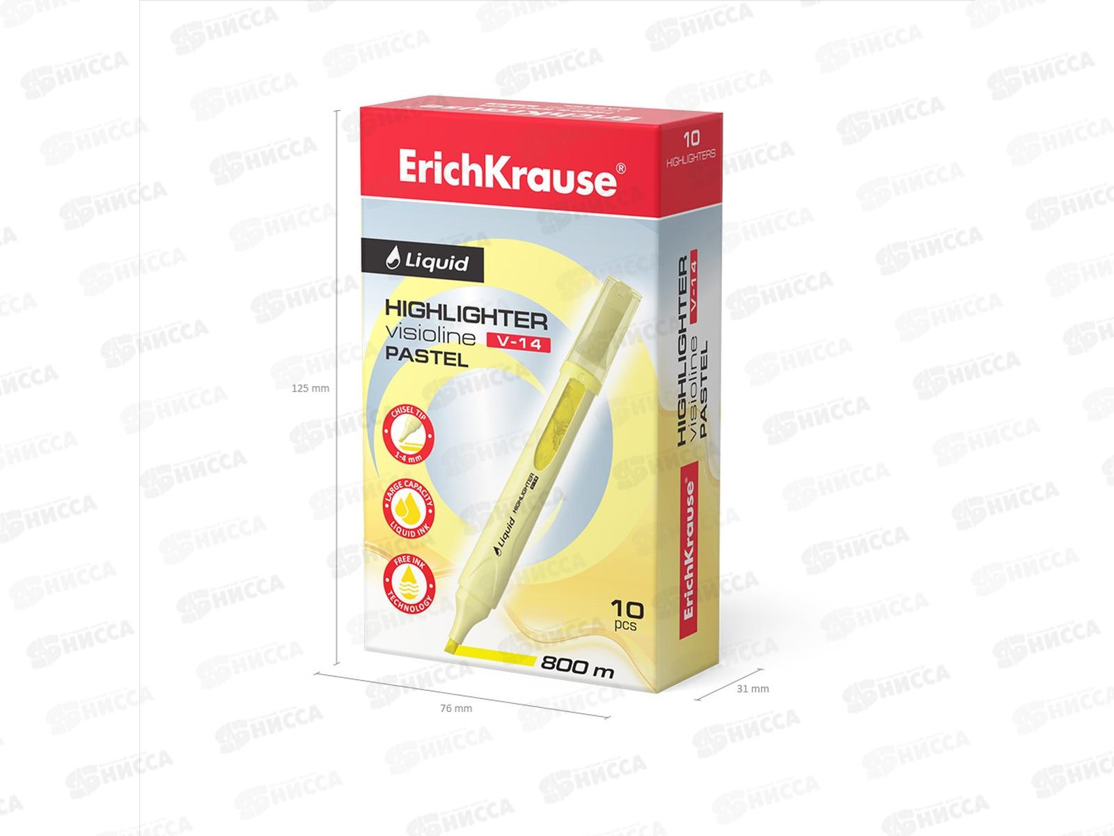 Маркер Erich Krause V-14 текстовый, Pastel  желтый, 56023 *10/120