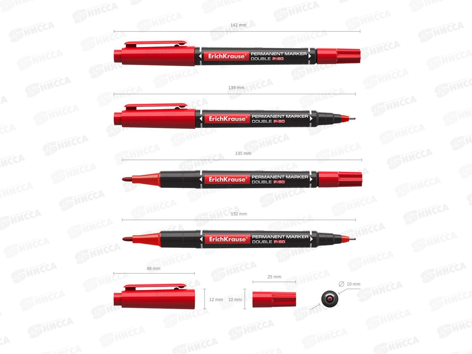 Маркер EK48185 перманентный двухсторонний Р-80, красный *12/192