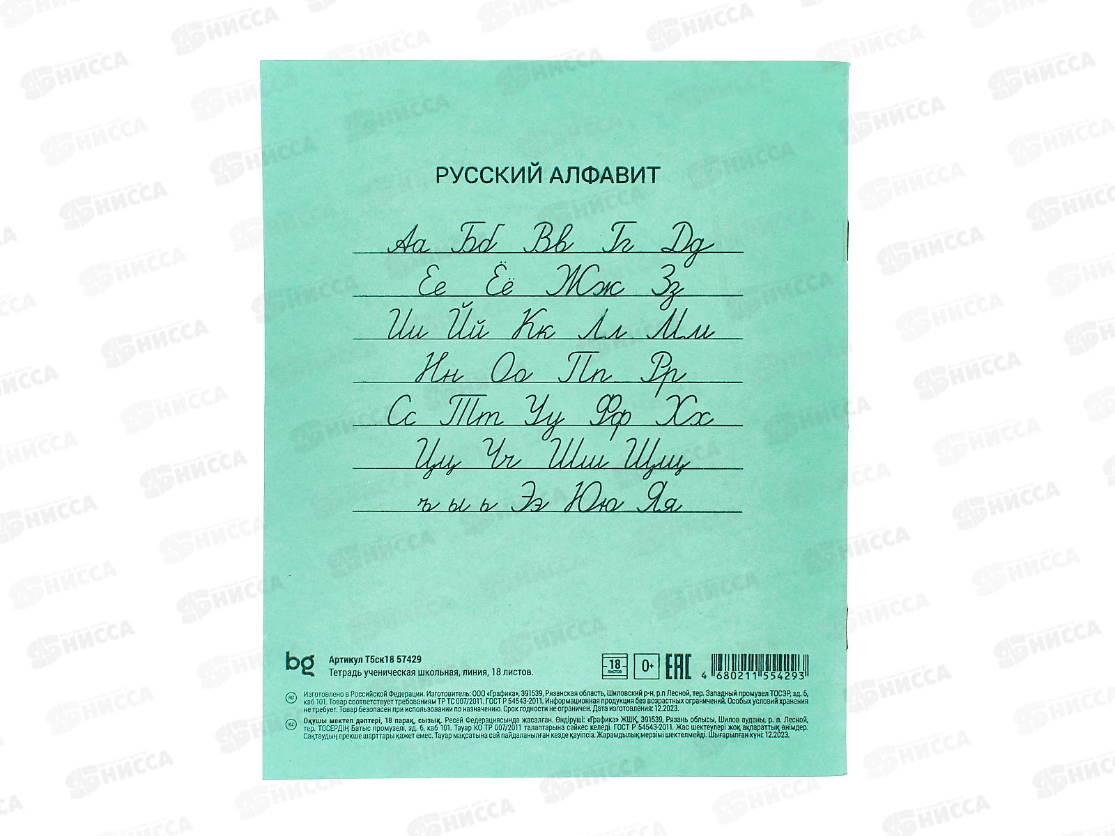 Тетрадь 18листов линия BG 57429*160