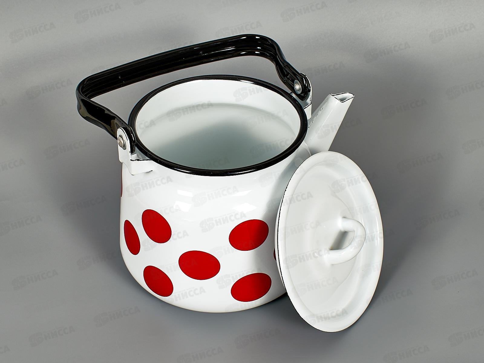 Чайник 2,3л Красный горох, белый с петлей С2714*79