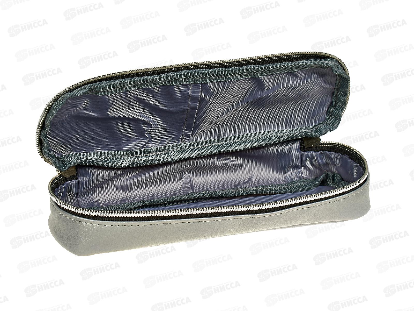 Пенал deVente  22*6*4см Private искусственная кожа,серебристый 7023310