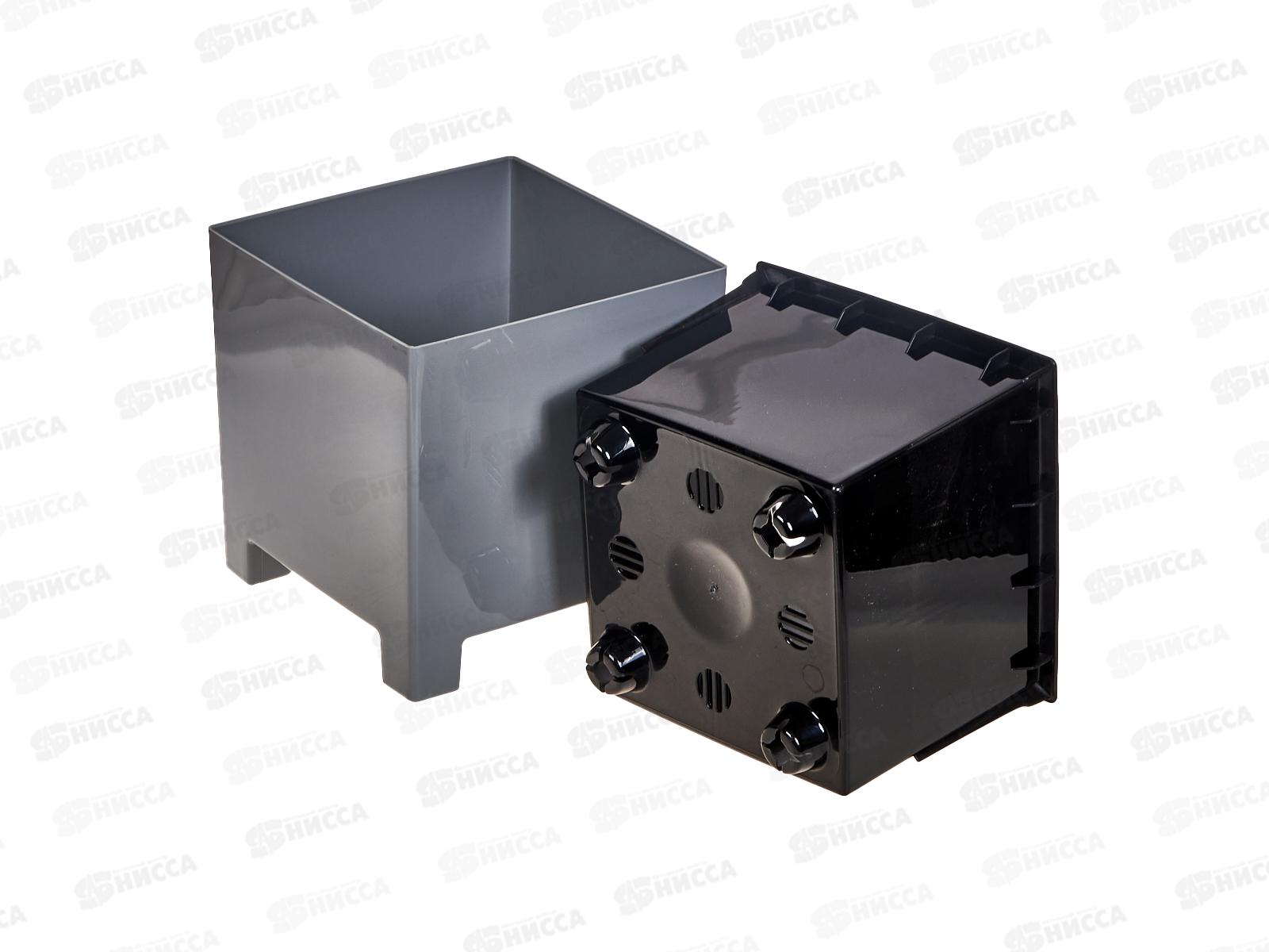 Горшок д/цветов НАРД 2,1л Серый муссон с вкладкой д.14 н.14 *8