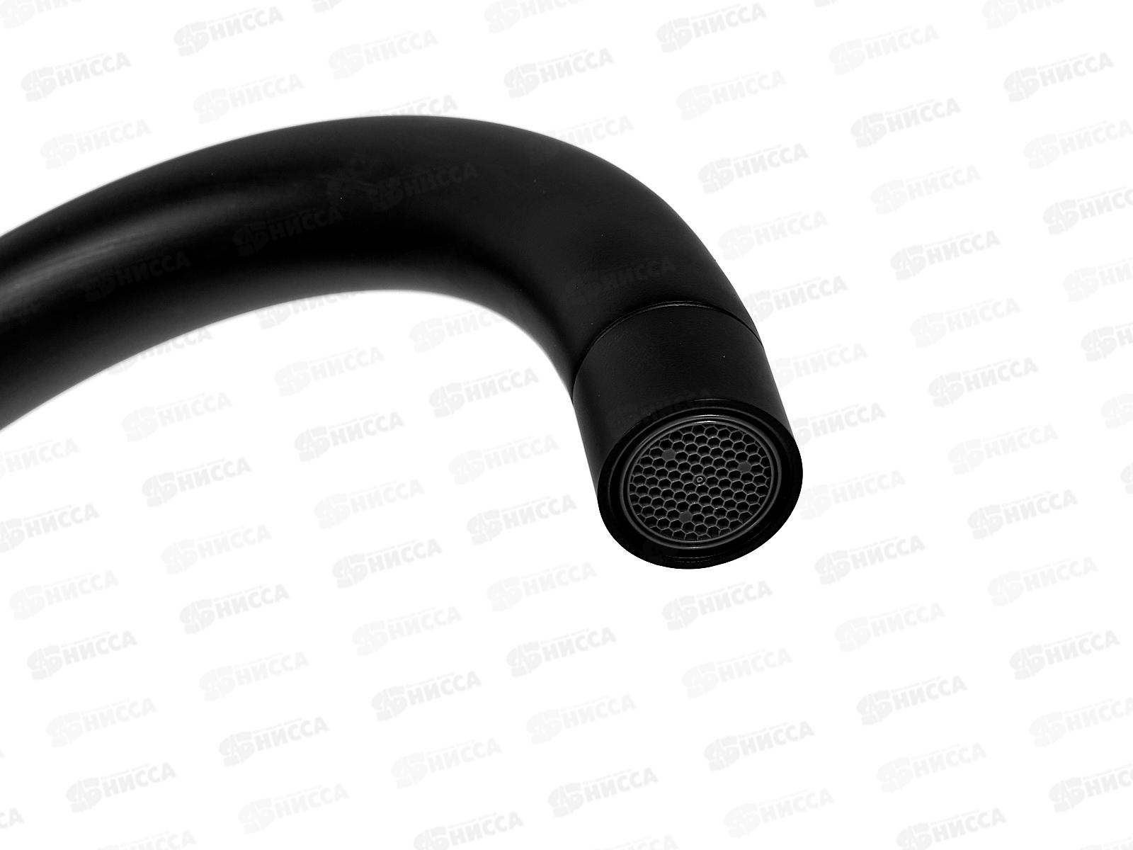 Смеситель для кухни шар., высокий поворотный излив, черный, SUS124BL-017F