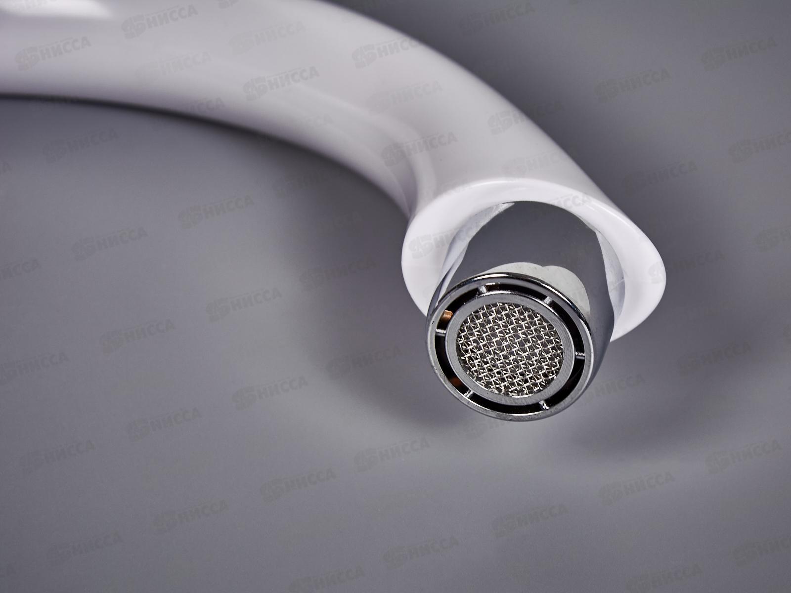 Смеситель для кухни шар.40мм, высокий излив, пластиковый, белый, PL5-017F