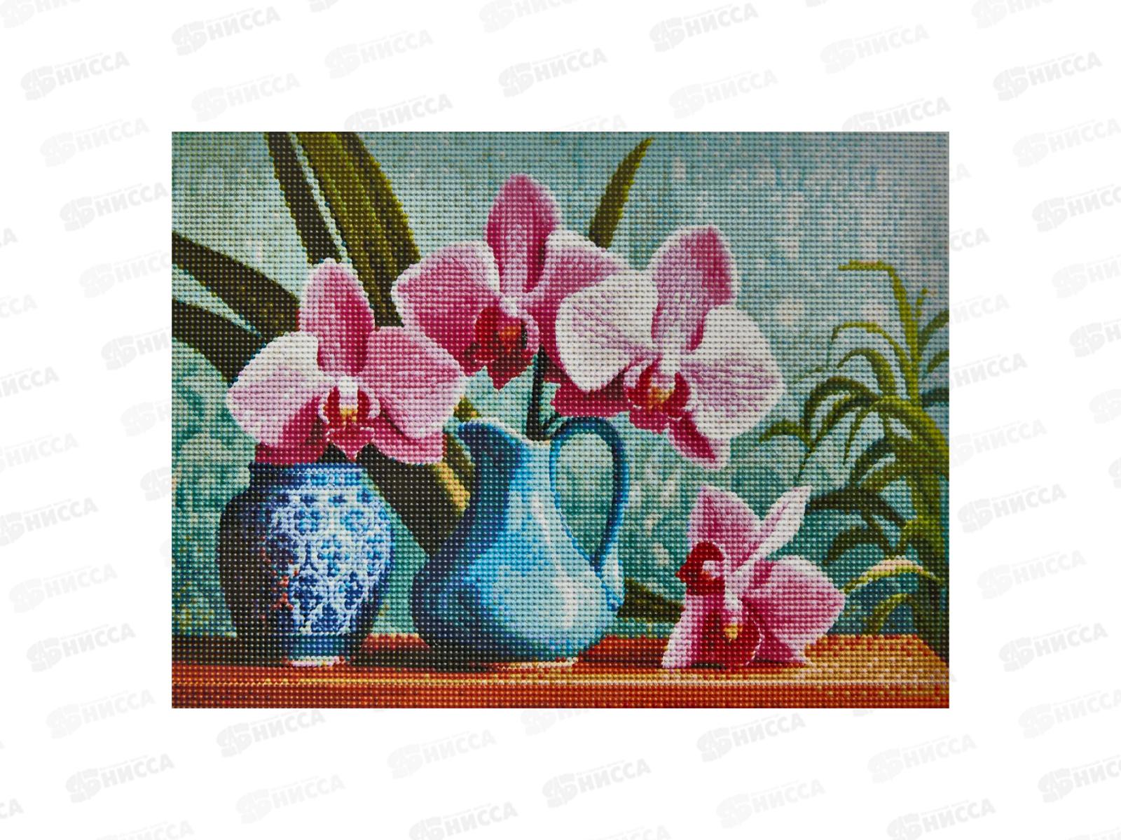 Алмазная мозаика (класс.) 30х40см Цветы орхидеи, НД-0565 с подр.