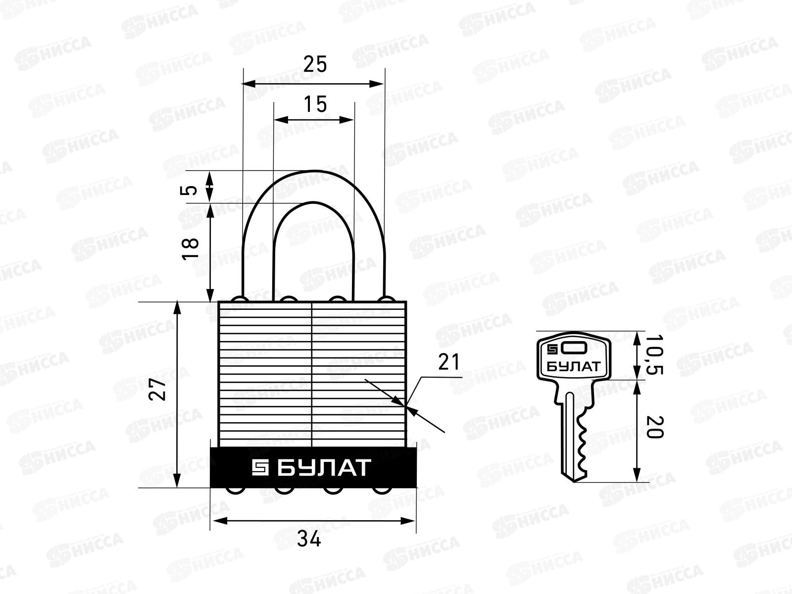 Замок навесной БУЛАТ ВС 0130 d-5мм *48 13 614