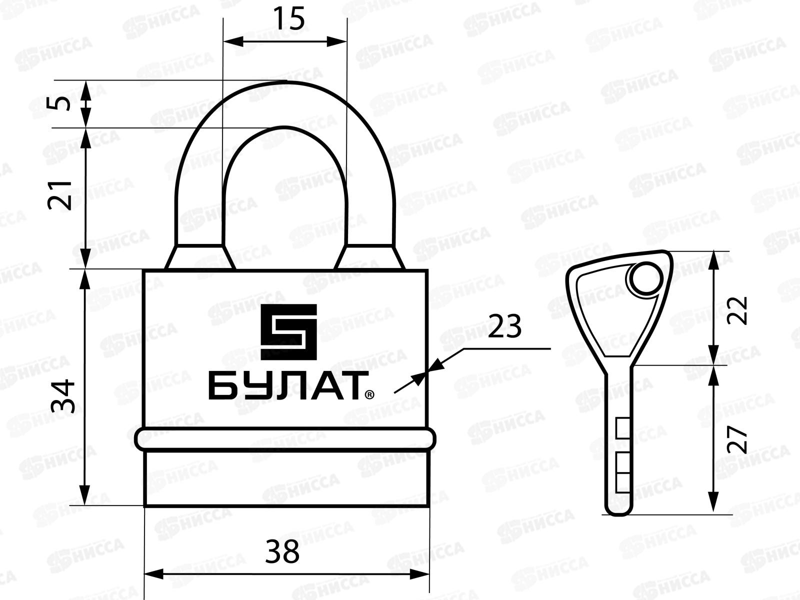 Замок навесной БУЛАТ ВС 3-Н35 ПЛ всепогодный 5кл d-5мм *96 13 979