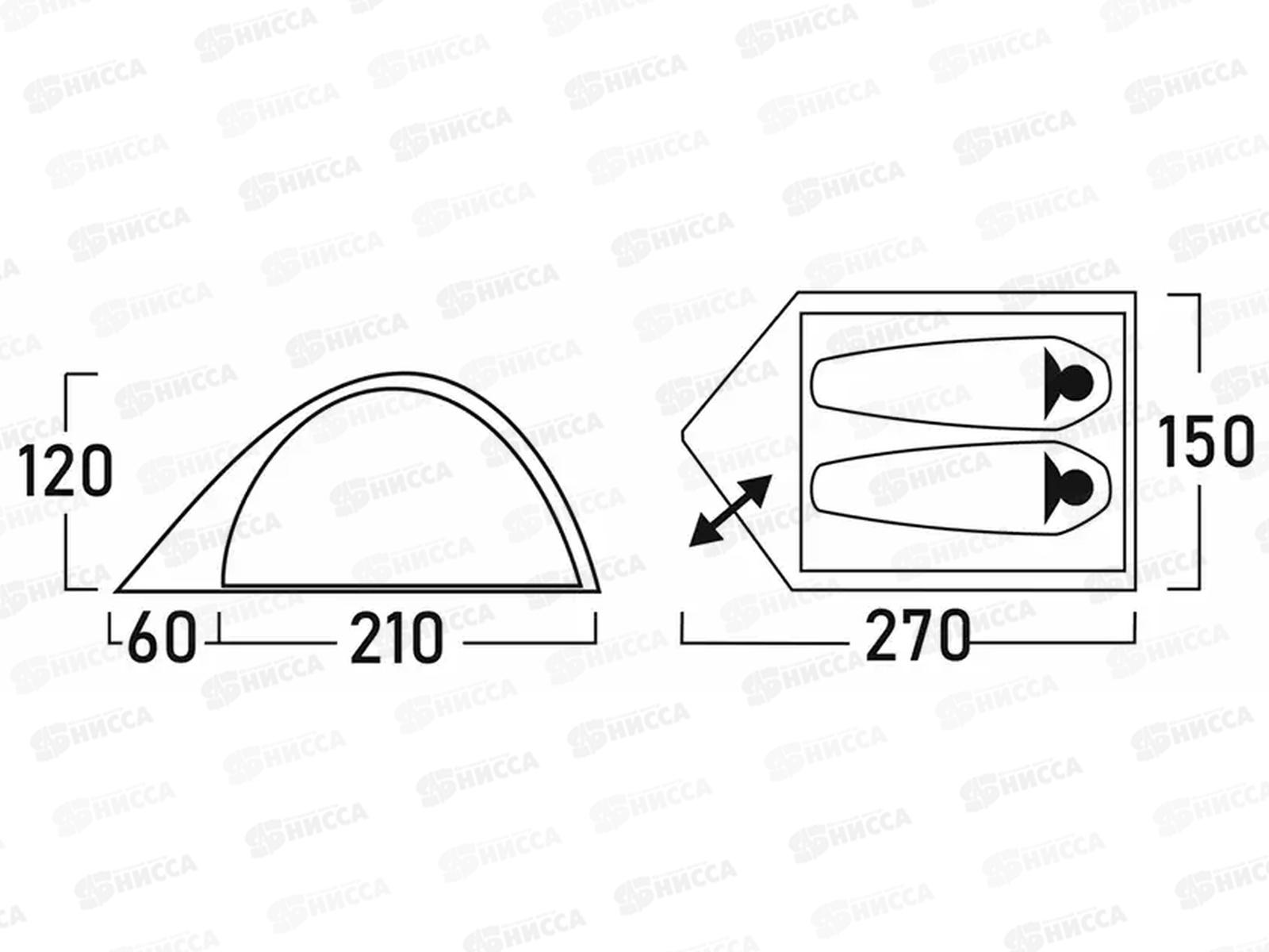 Палатка  туристическая 2 местная (270х150х120), 281469  &quotRich Family&quot   гб