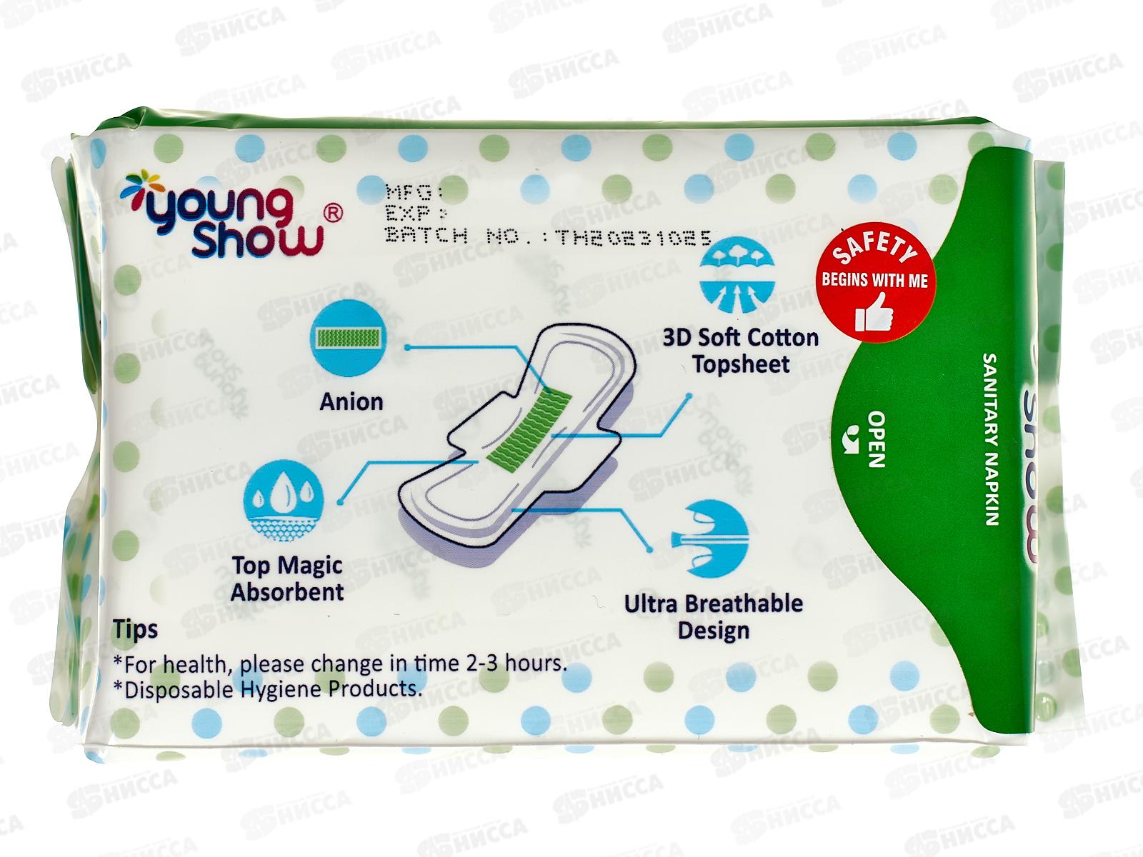 Young Show USA time прокладки гигиенические антибактериальные 8шт 29см ночные *48