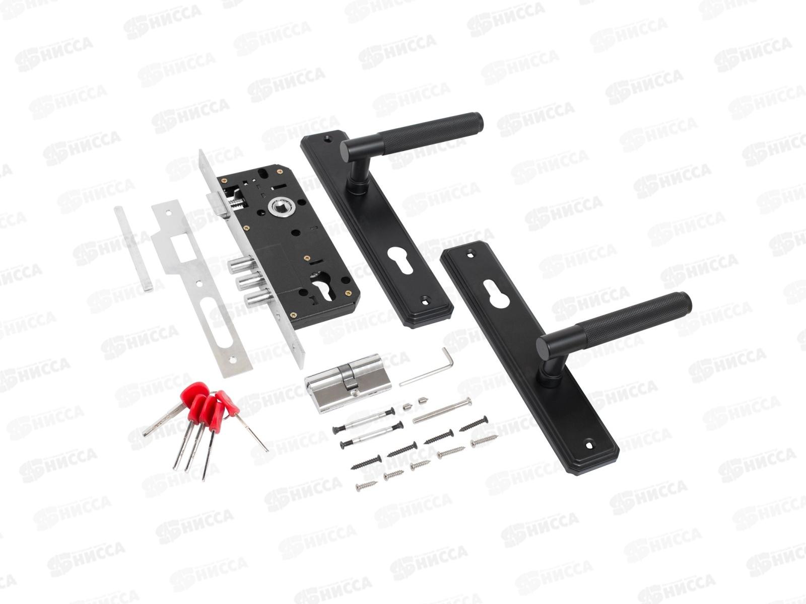 Замок врезной Булат ЗВ4-3.02.02 Ферона черный 5перф кл с/руч 001 *12