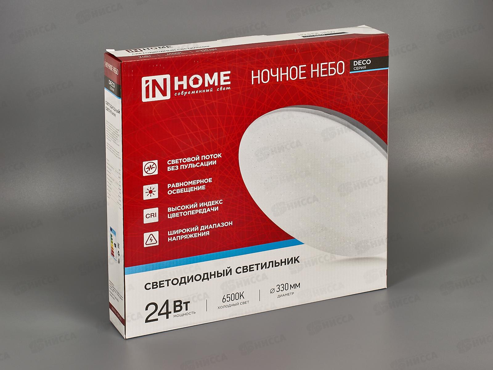 Светильник светодиодный inHOME DECO НОЧНОЕ НЕБО 24Вт 6500К 2160Лм *12