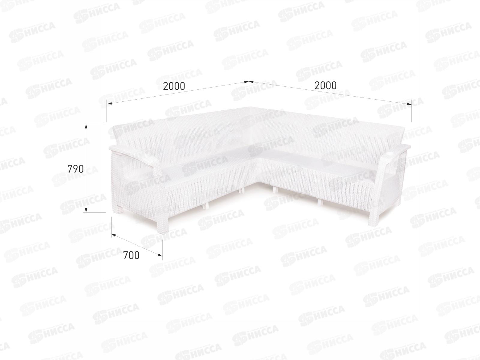 Диван &quotРотанг-плюс&quot угловой белый М8347 *1