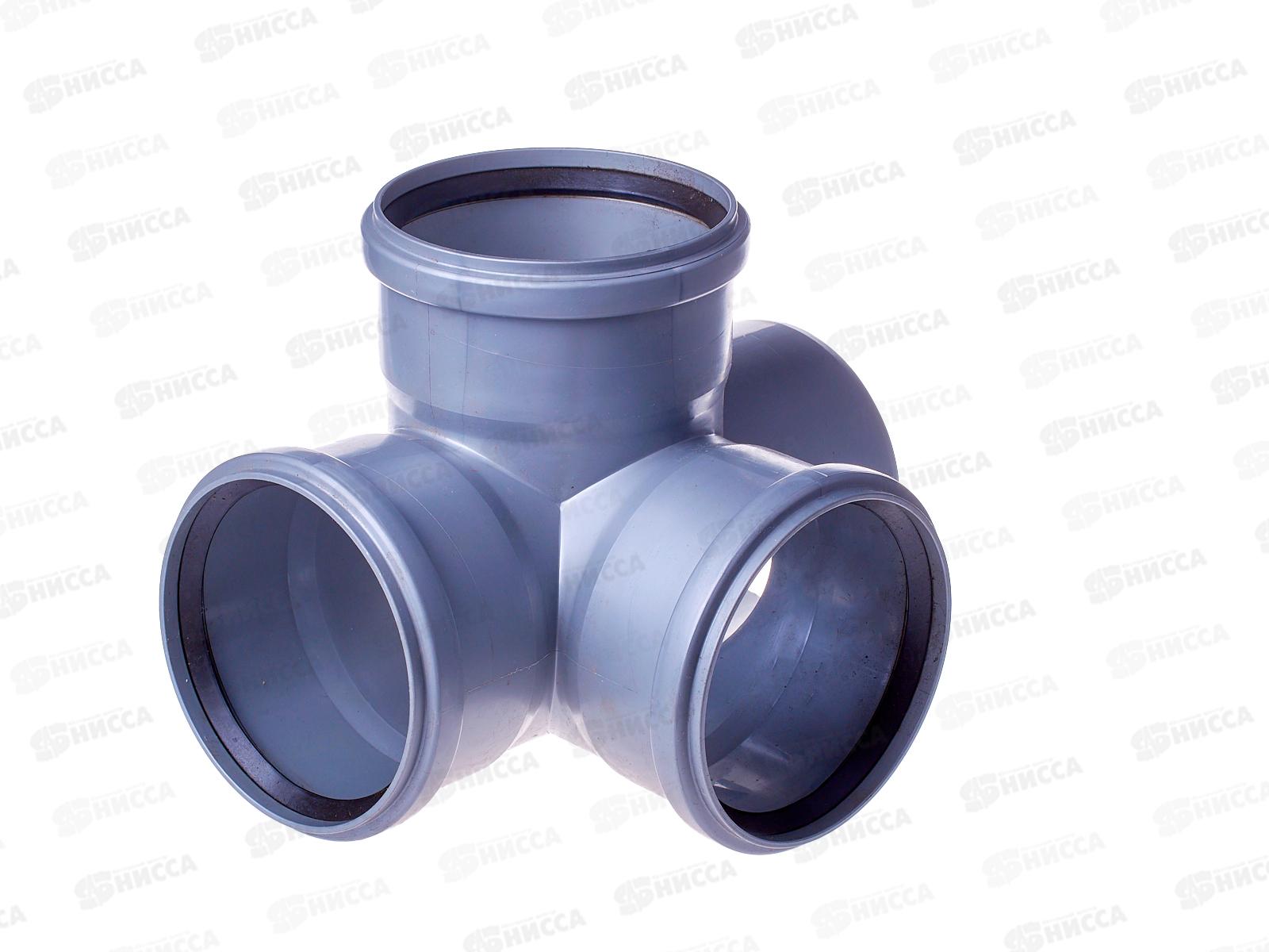 Крестовина канализационная 2х пл серая 110х110х110 90  *8