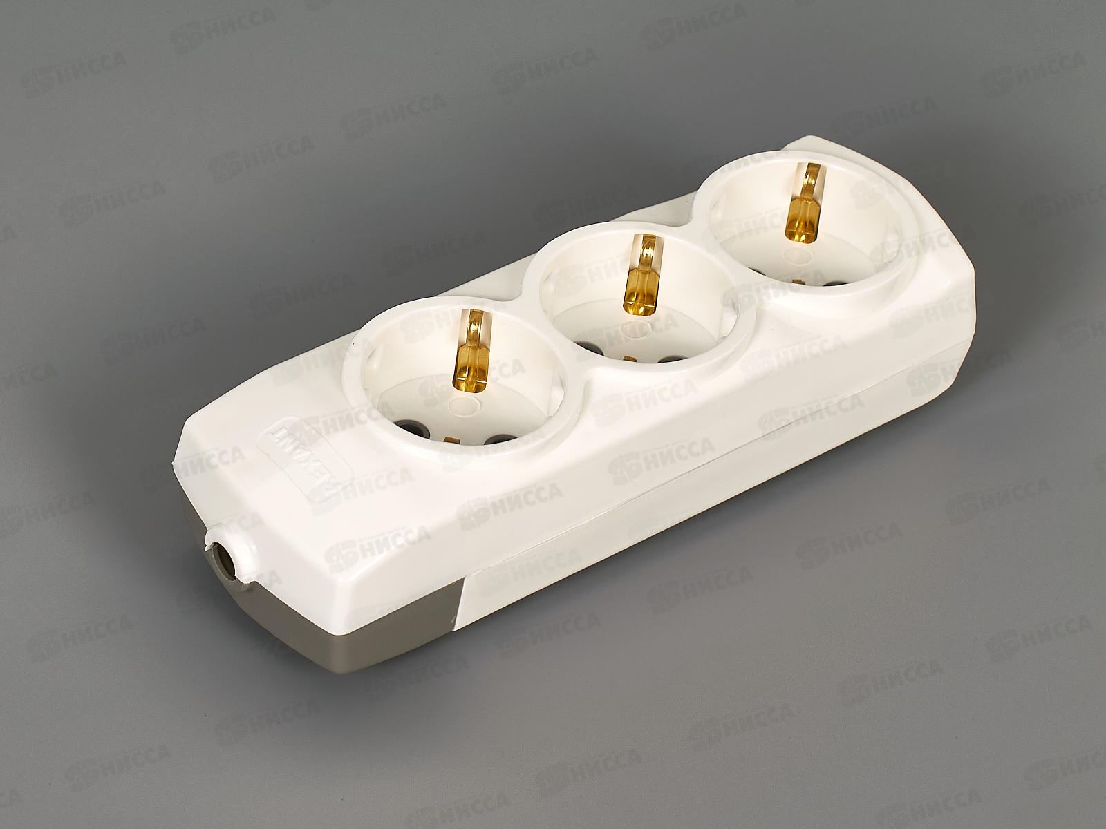 Колодка REXANT  Premium 3 гнезда с/з белый 4400