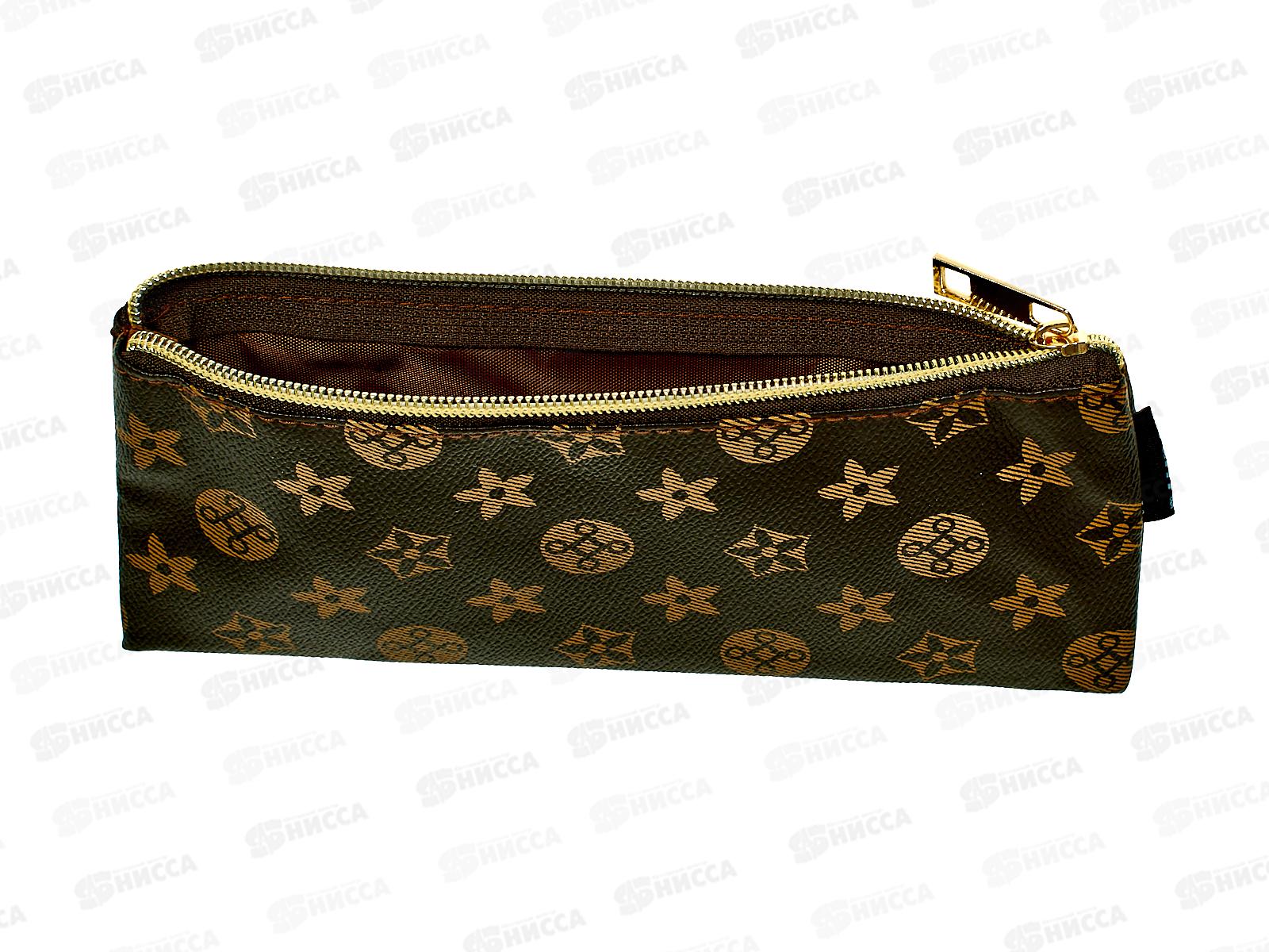 Пенал deVente  21,5*9*1см, Monogram иск.кожа, молния коричневы 7024445