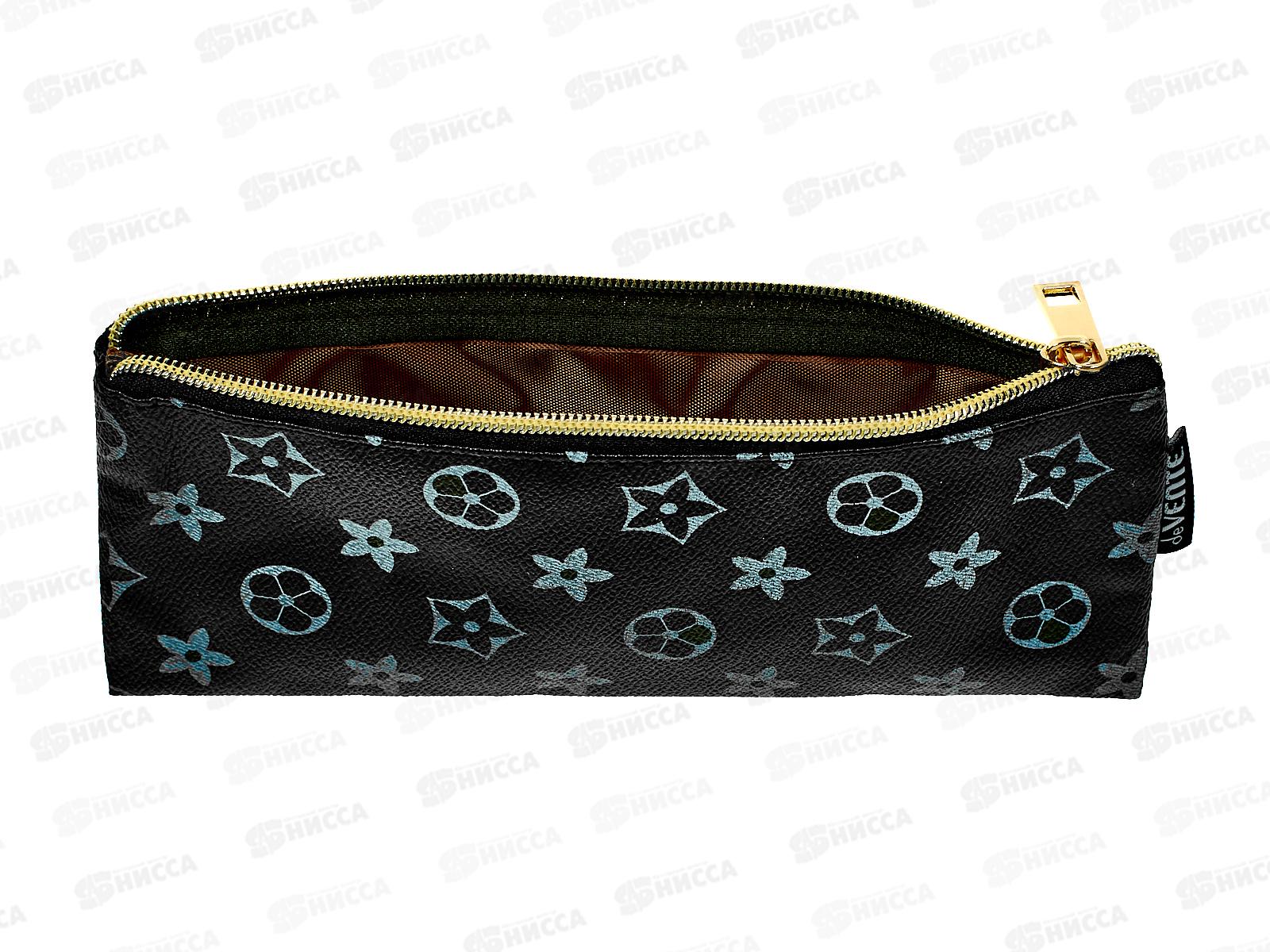Пенал deVente  21,5*9*1см, Monogram иск.кожа, молния черный 7024444