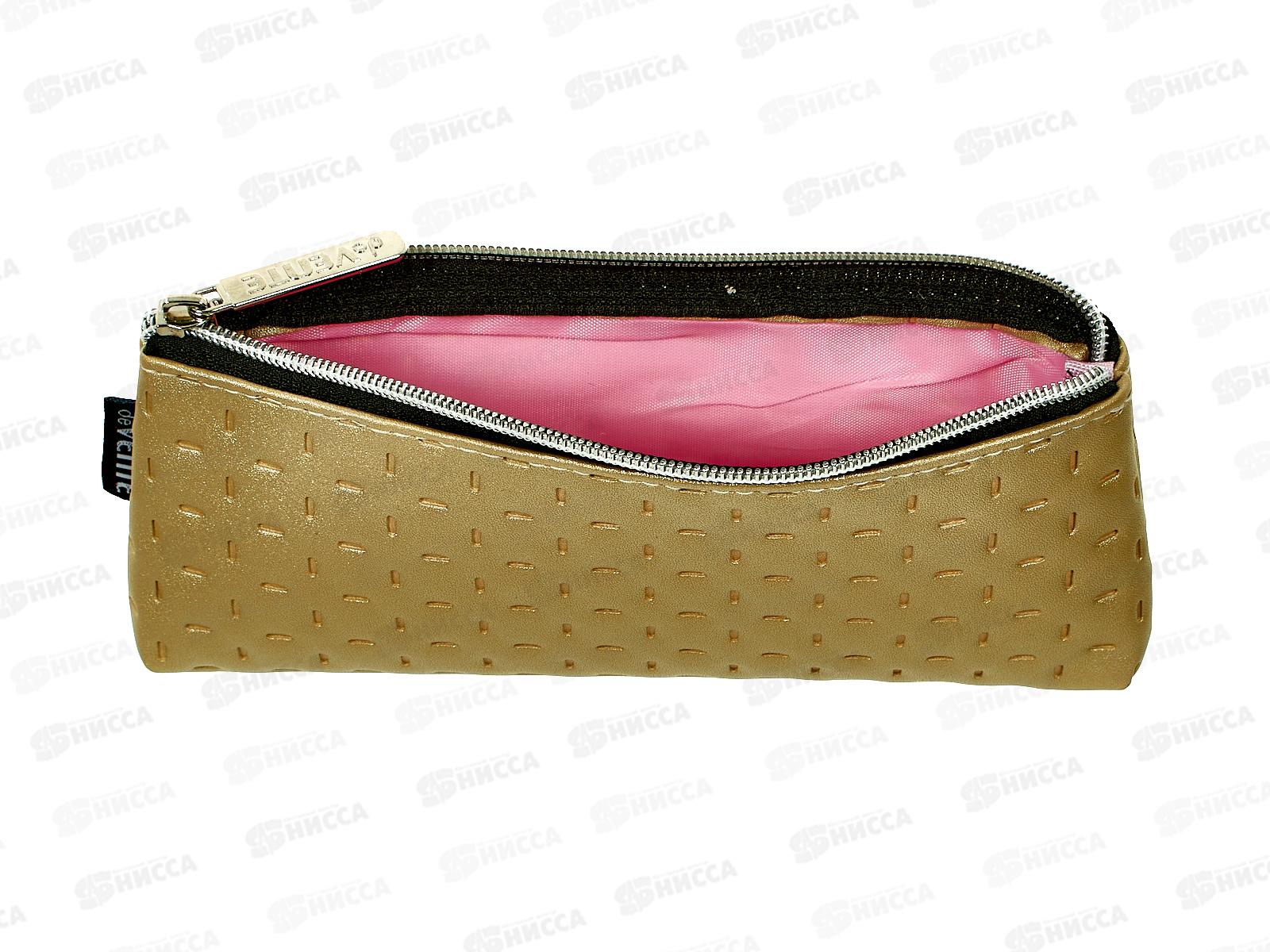 Пенал deVente  21*8*3,5см, Icon иск. кожа молния золот металик 7026321