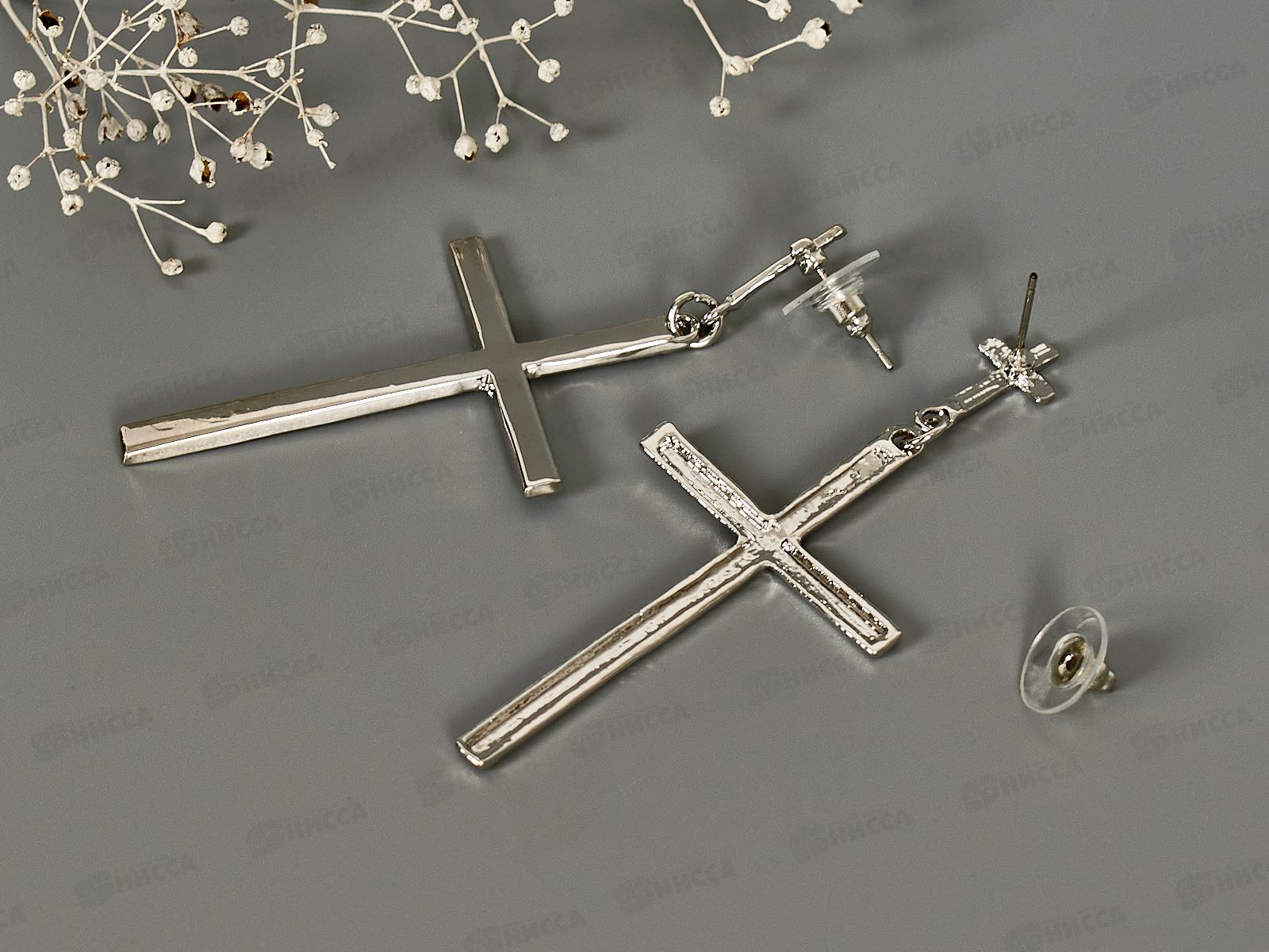 Серьги под золото,под серебро Boling Крест №3723 в ассортименте