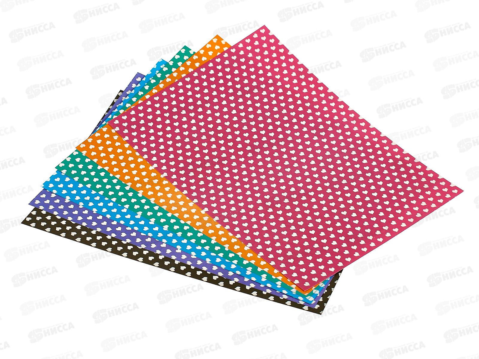 Цветной картон А4 Апплика 6л 6цв. двуст.Сердечки С0151-04 *70