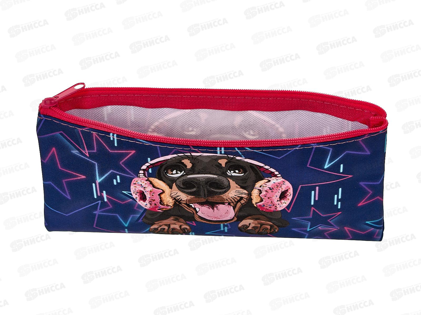 Пенал плоский CENTRUM Пес в наушниках,20,5*10,8см молн.,74531