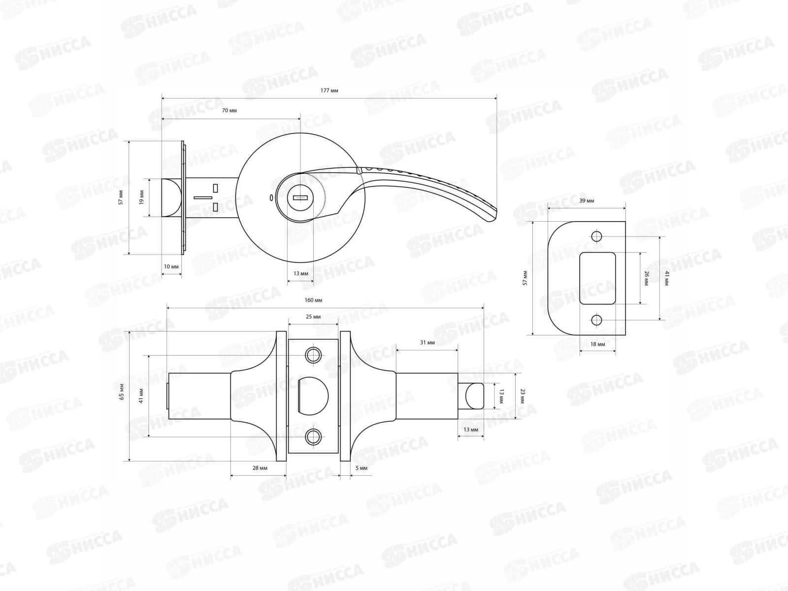 Защелка дверная Стандарт 8510 PS BL черная пустая *20 395