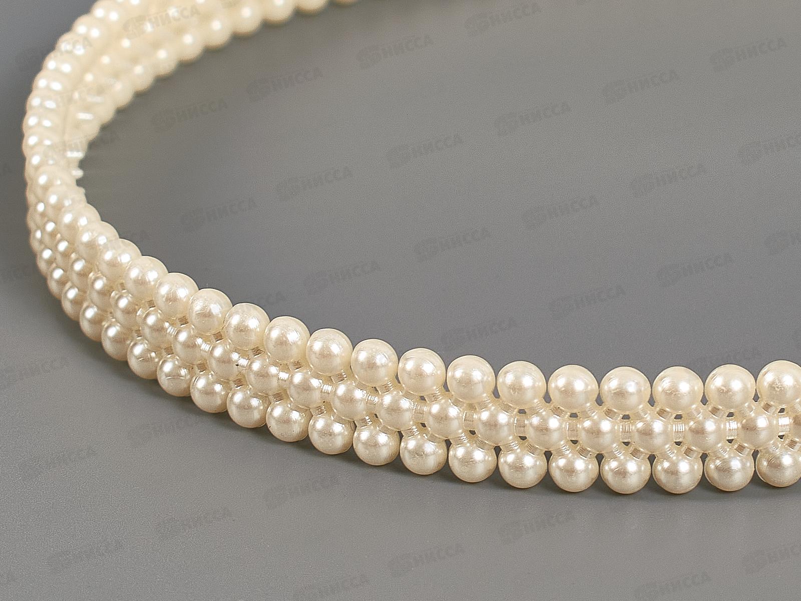 Ободок пластик под жемчуг 3 ряда №8483