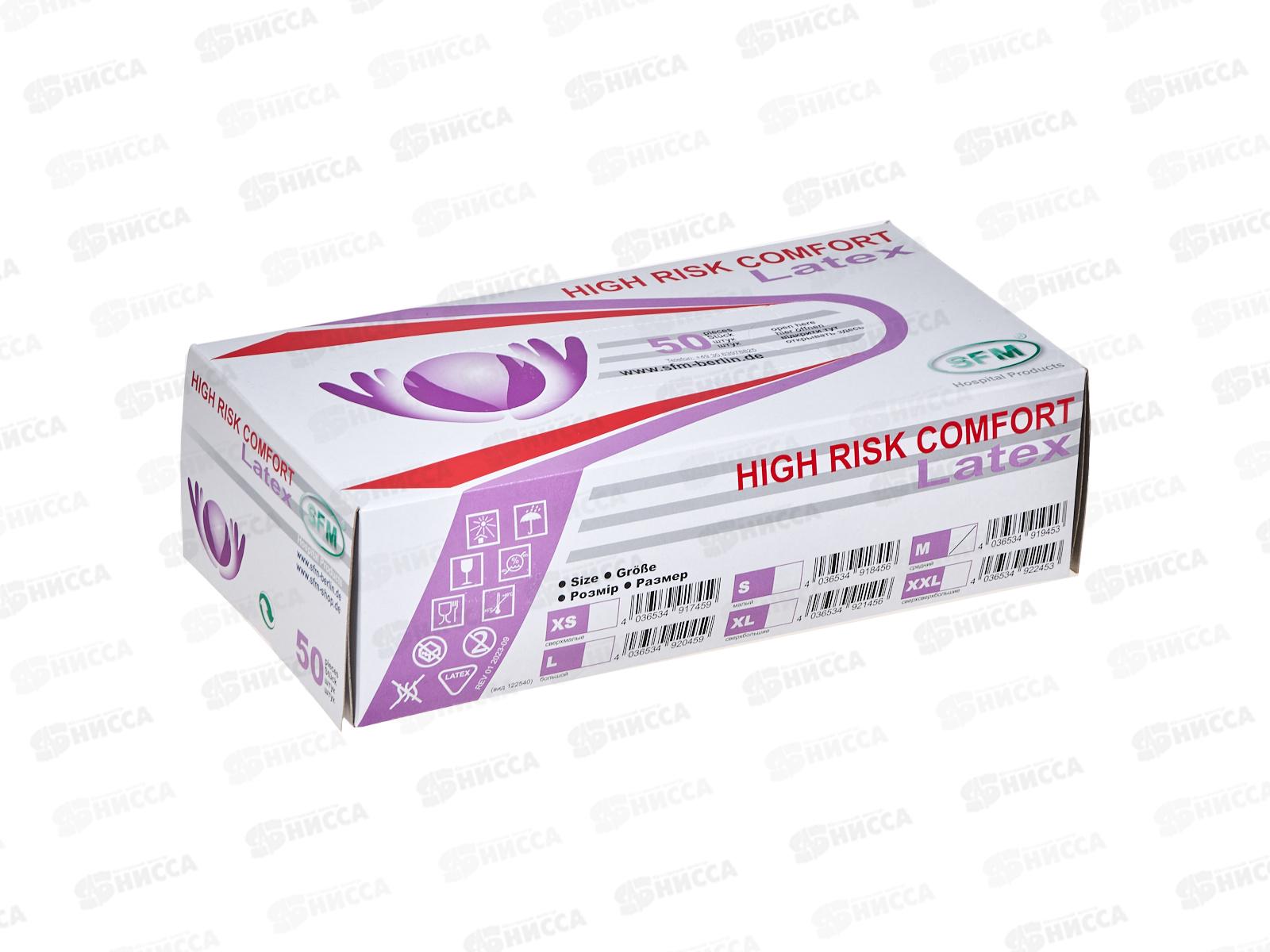 Перчатки HIGH RISK КОМФОРТ M(7-8),латекс 14,5г,н/стер.неоп 25п*1 Марка