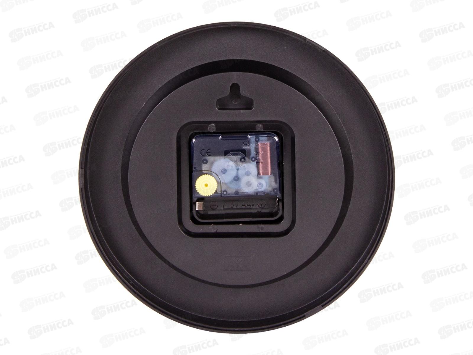 Часы настенные &quot21 Век&quot 2019-002 Текстура дерева d-19.5 корпус черный