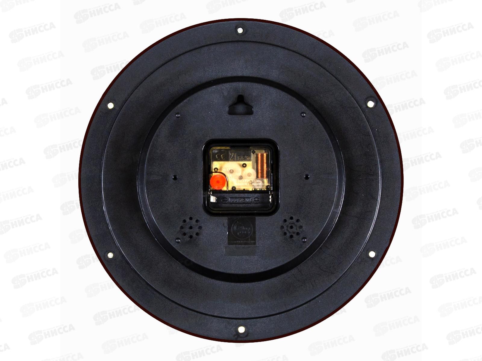 Часы настенные &quot21 Век&quot 6026-007 &quotСтруктура дерева&quot Рубин d-29см корпус корич.