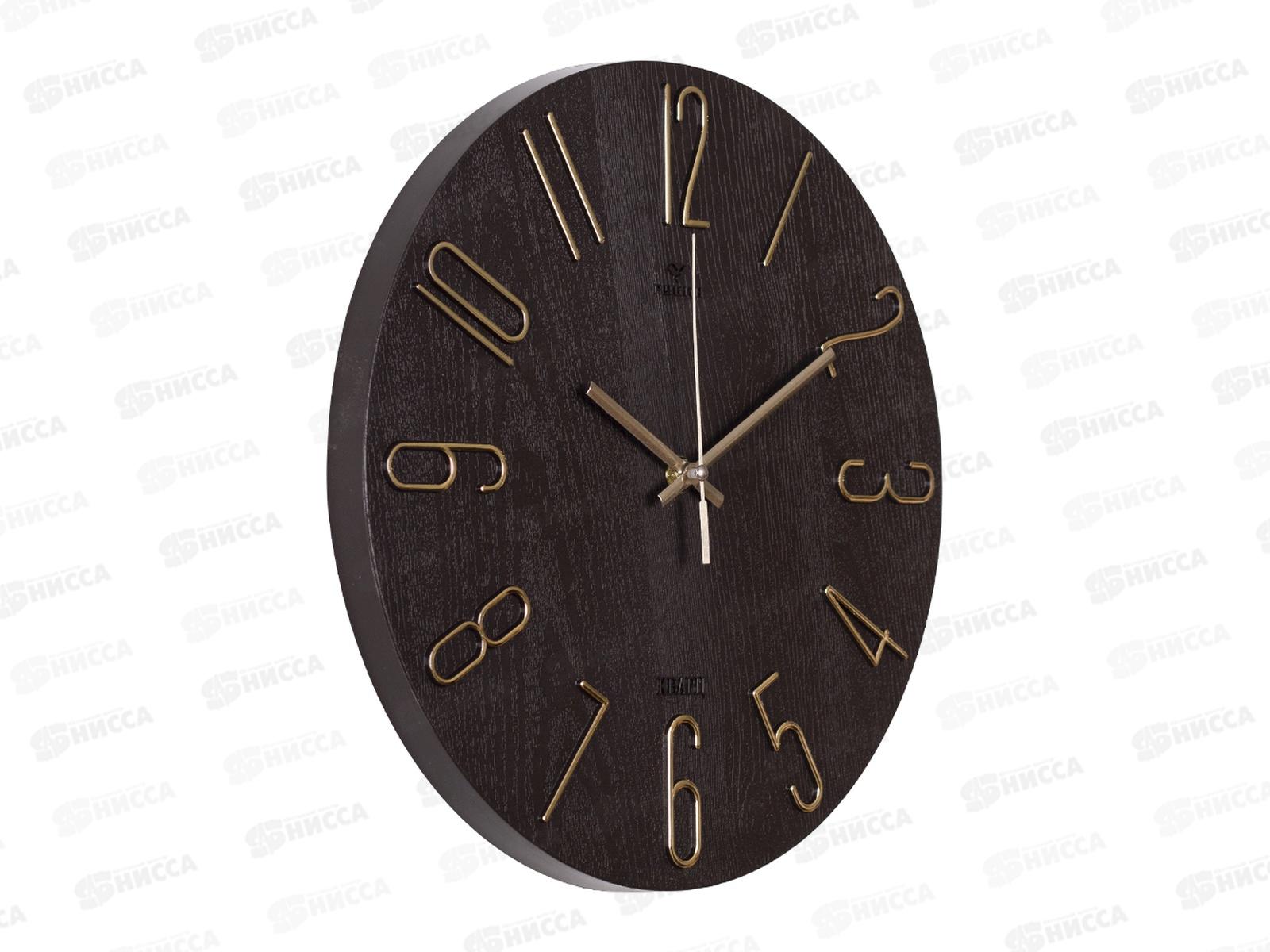 Часы настенные &quot21 Век&quot 3010-003 &quotКлассика&quot  Рубин d-30см корпус корич+золото