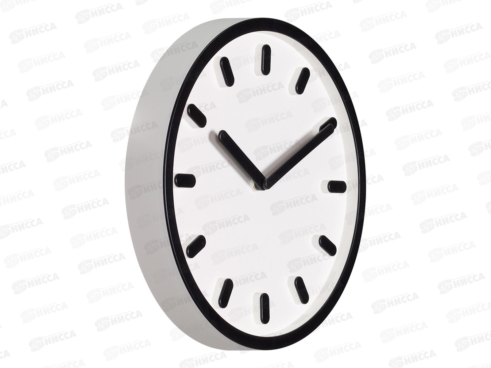 Часы настенные &quot21 Век&quot 3034-001 &quotКлассика&quot  Рубин d-30см корпус белый+черный