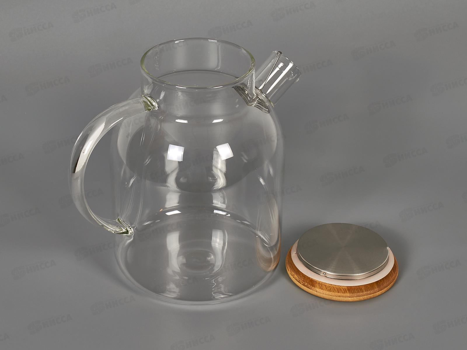 Чайник стекло с бамбуковой крышкой 1700мл в подарочной упаковке HB19