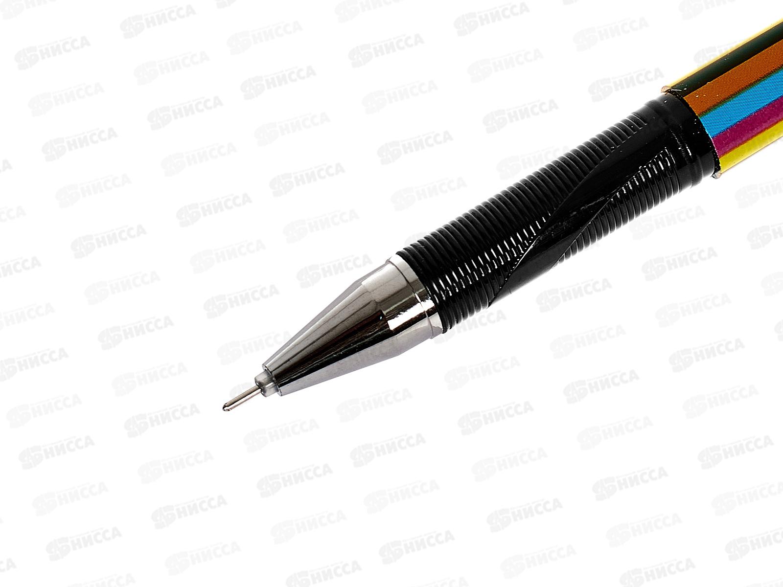 Ручка гелевая BASIR &quotЦветная полоска&quot игла 0,5мм,синяя. К171 *12/576