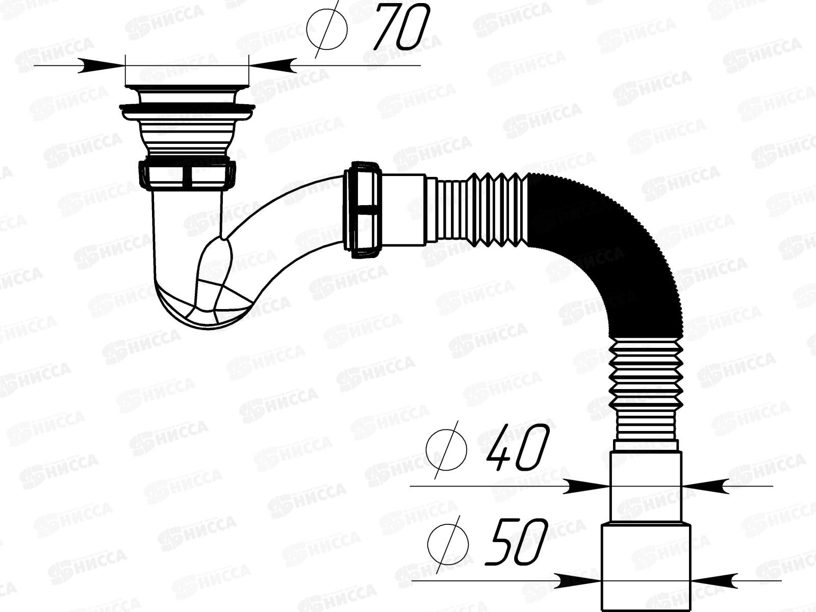 Сифон для душевого поддона узкий прямоточный 1 1/2*40 V144 *45