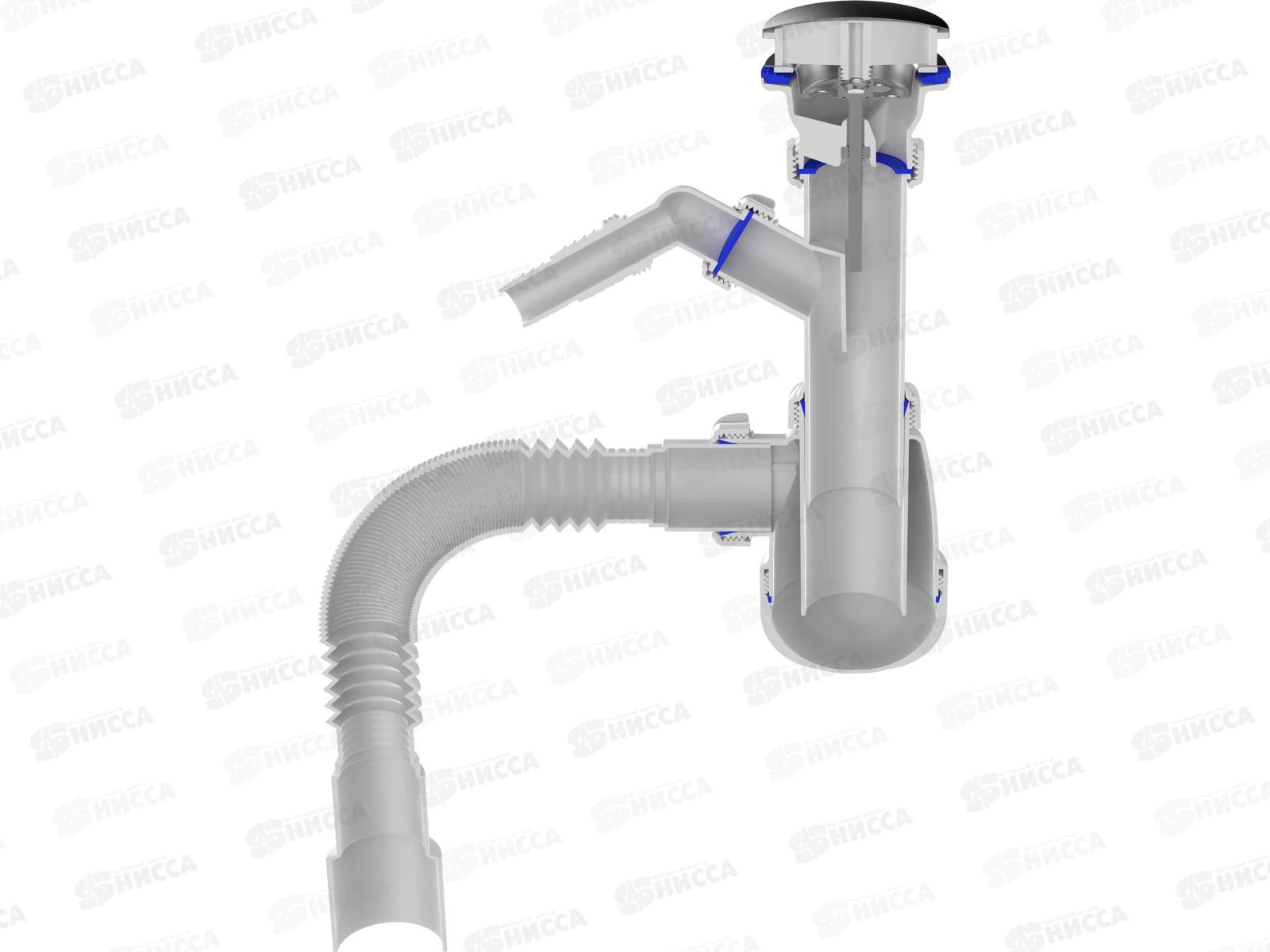 Сифон для кухни 1 1/2&quot х 40 с декоративной зеркальной крышкой на решетке B1026 *30