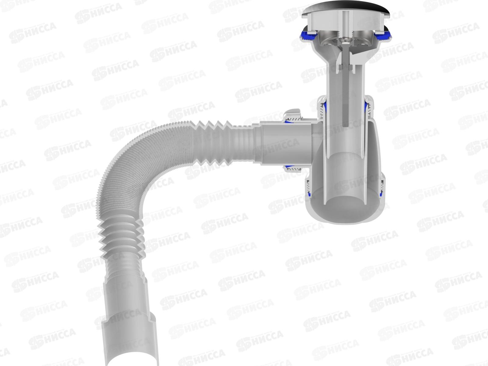 Сифон для кухни 1 1/2&quot х 40 с удлиненной горловиной декоративной зеркальной крышкой B0516 *30