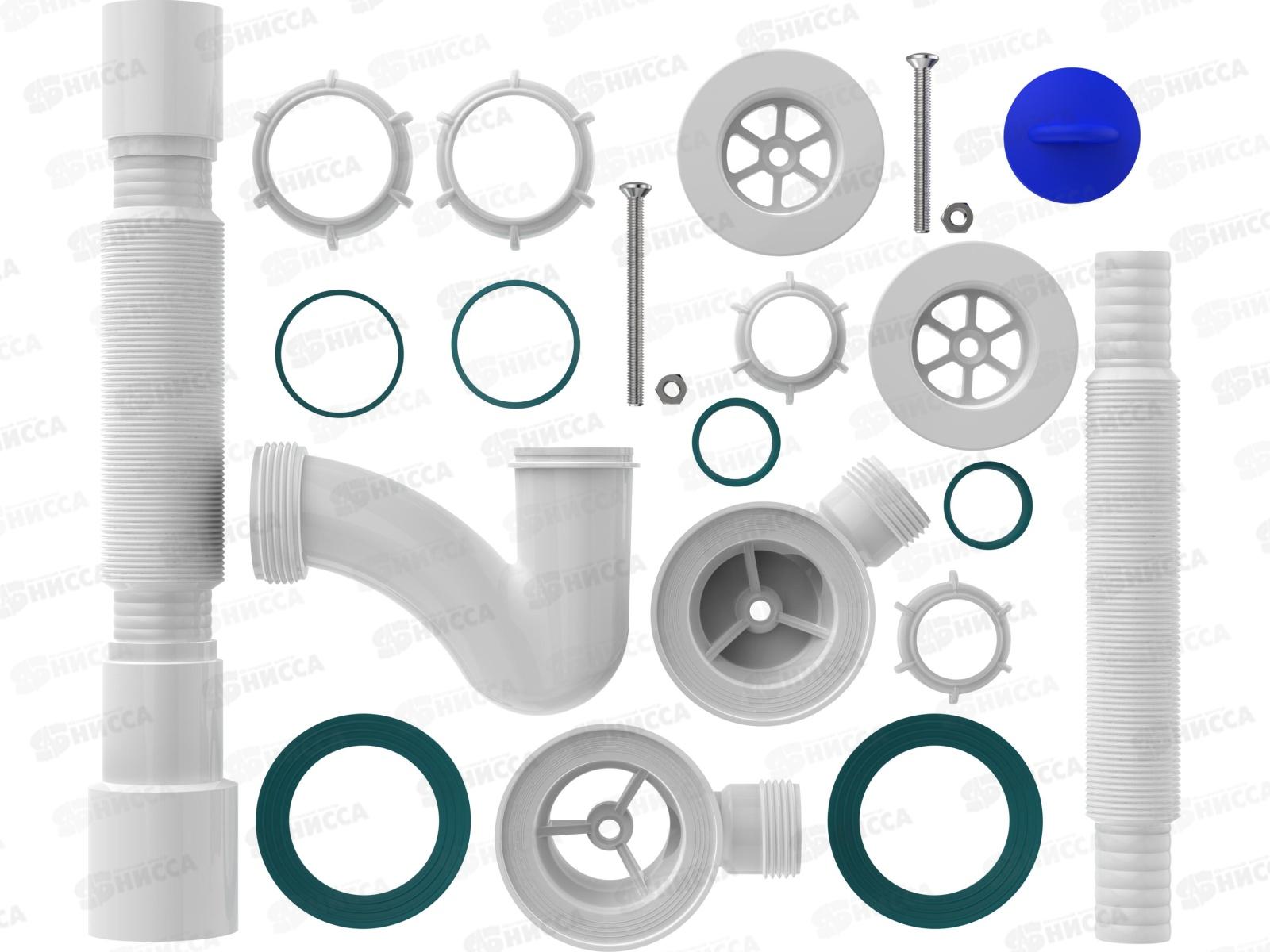 Сифон для ванны узкий прямоточный 1 1/2*40 с выпуском и перел V157 *30