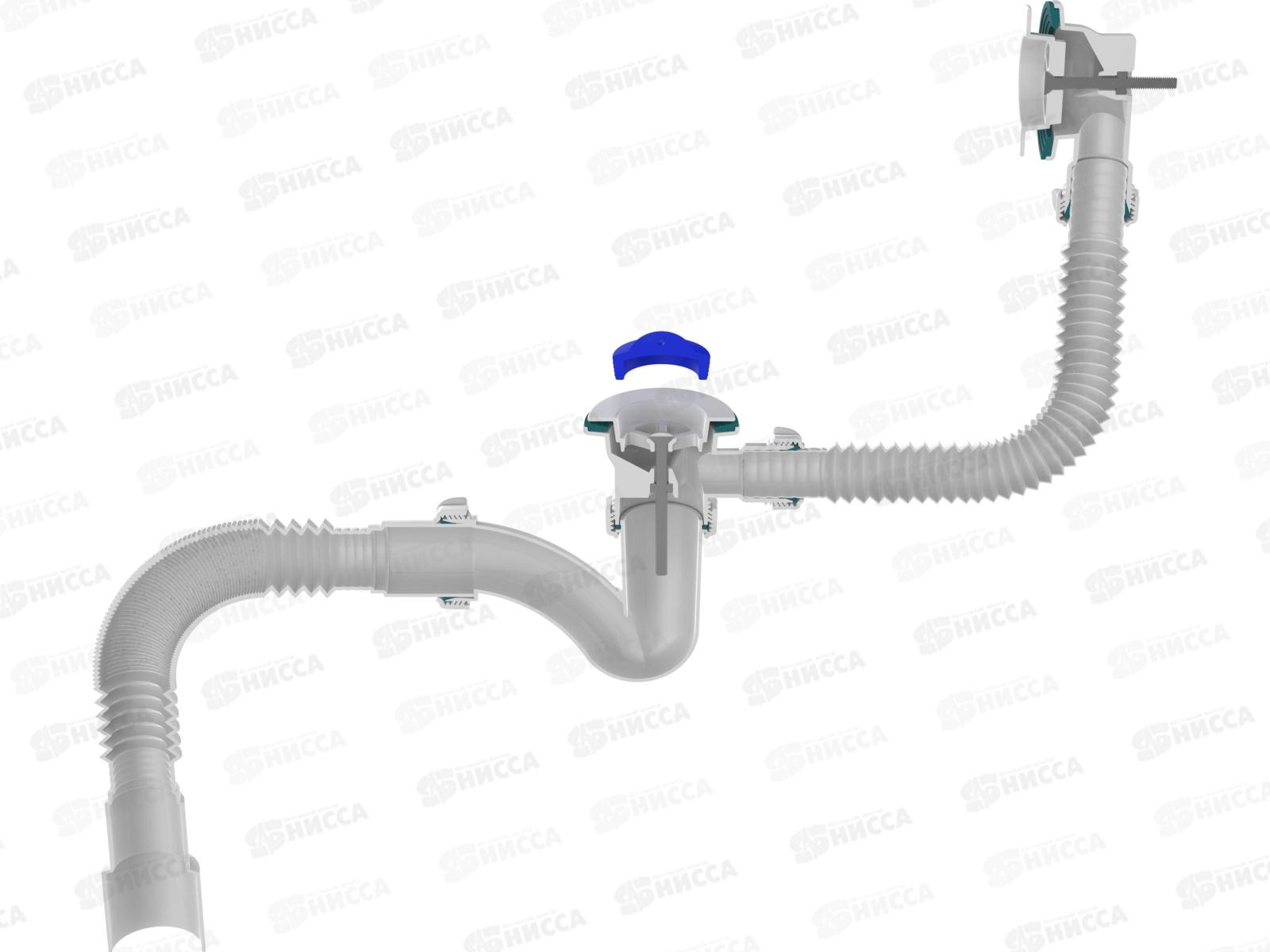 Сифон для ванны узкий прямоточный 1 1/2*40 с выпуском и перел V157 *30