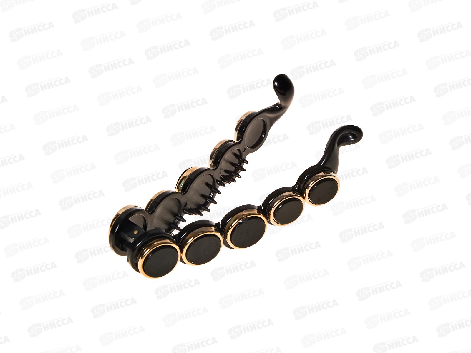 Заколка-банан чёрный золот отделка №8470