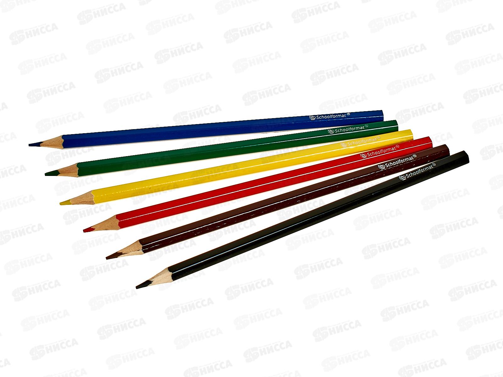 Карандаши 6 цветов ShoollФОРМАТ Smart dino шестигранные деревянные КЦ06-СДН *12
