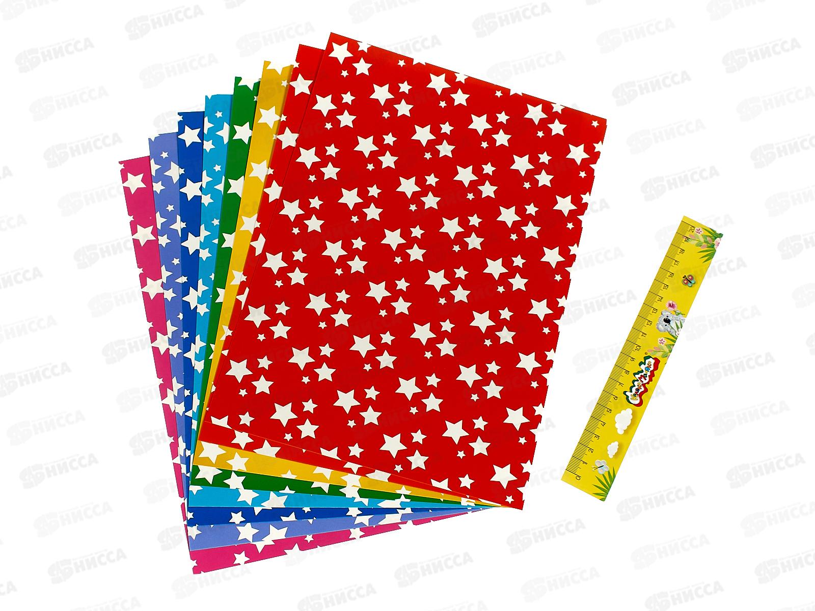 Картон узорн. А4 8л 8цв Каляка-Маляка, Звездочки мел., КЦУКМ-3 *50