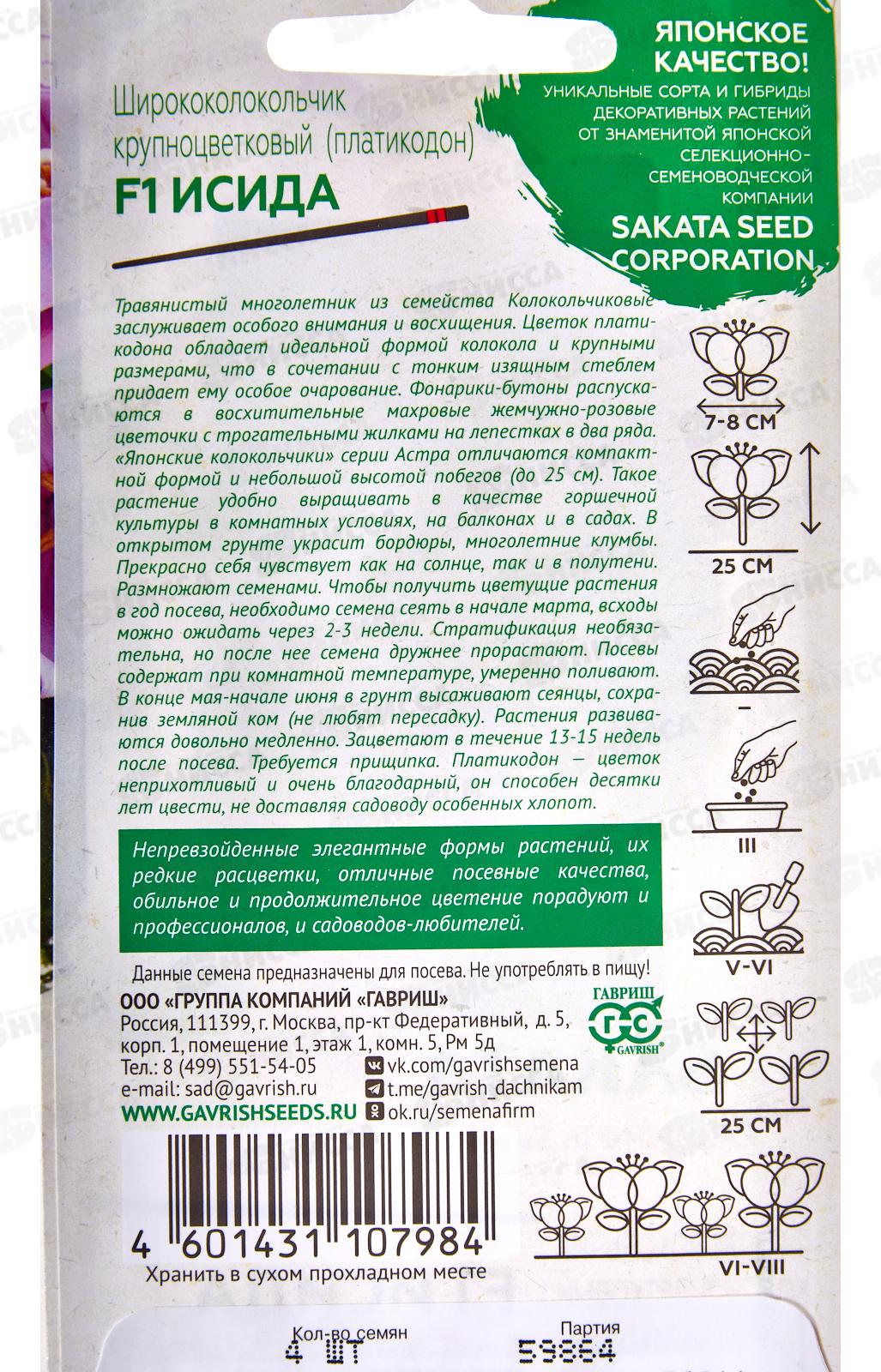 Ширококолокольчик Исида крупн F1 4шт Н21 *10 ГШ +