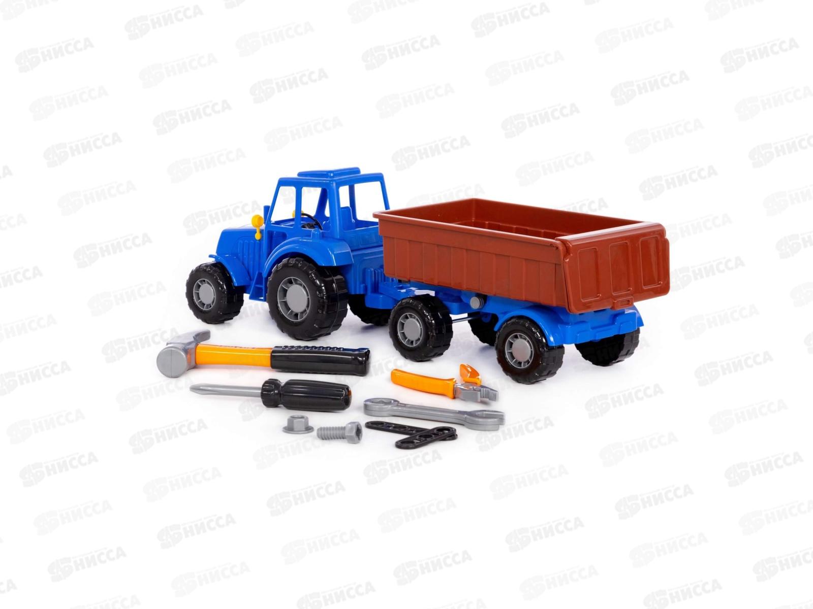 Трактор &quotАлтай&quot (синий) с прицепом №1+набор инструментов (в сеточке), 02246 *4