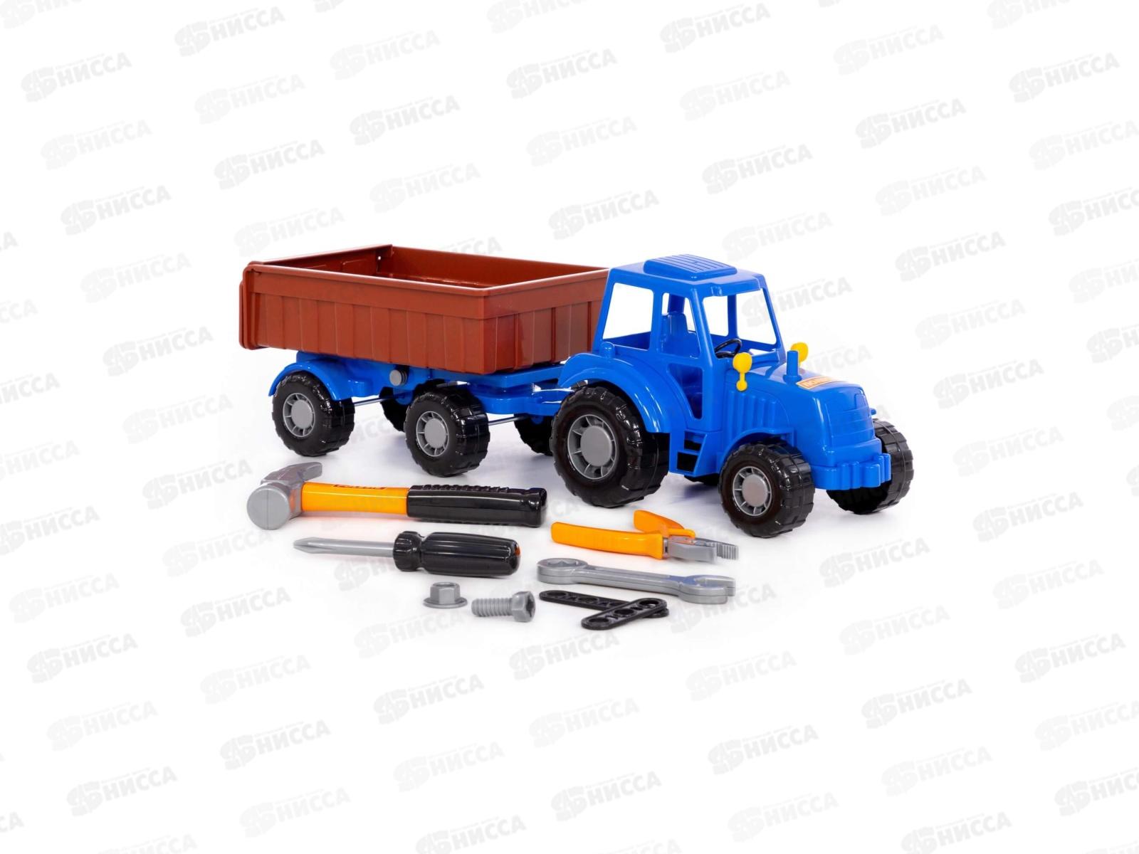 Трактор &quotАлтай&quot (синий) с прицепом №1+набор инструментов (в сеточке), 02246 *4