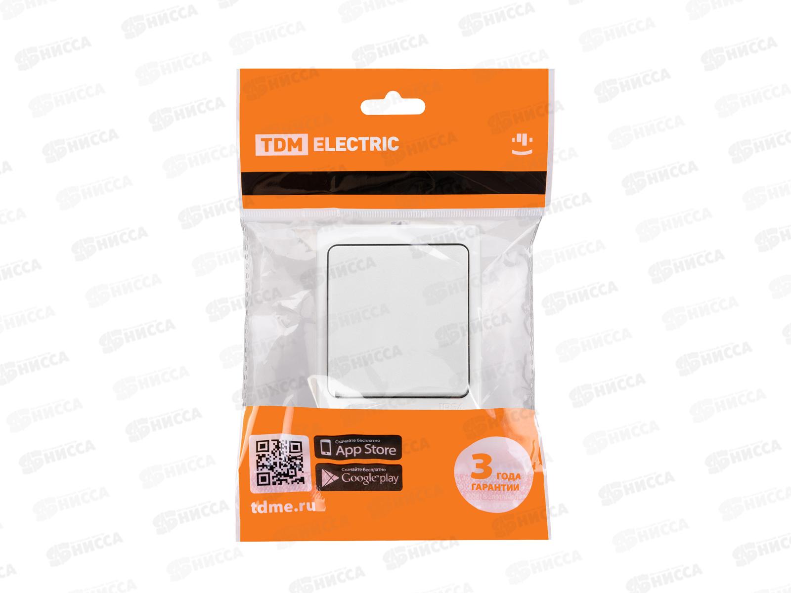 Выключатель TDM 1-клавиша, открытая установка, IP54 10А &quotВуокса&quot белый 1001